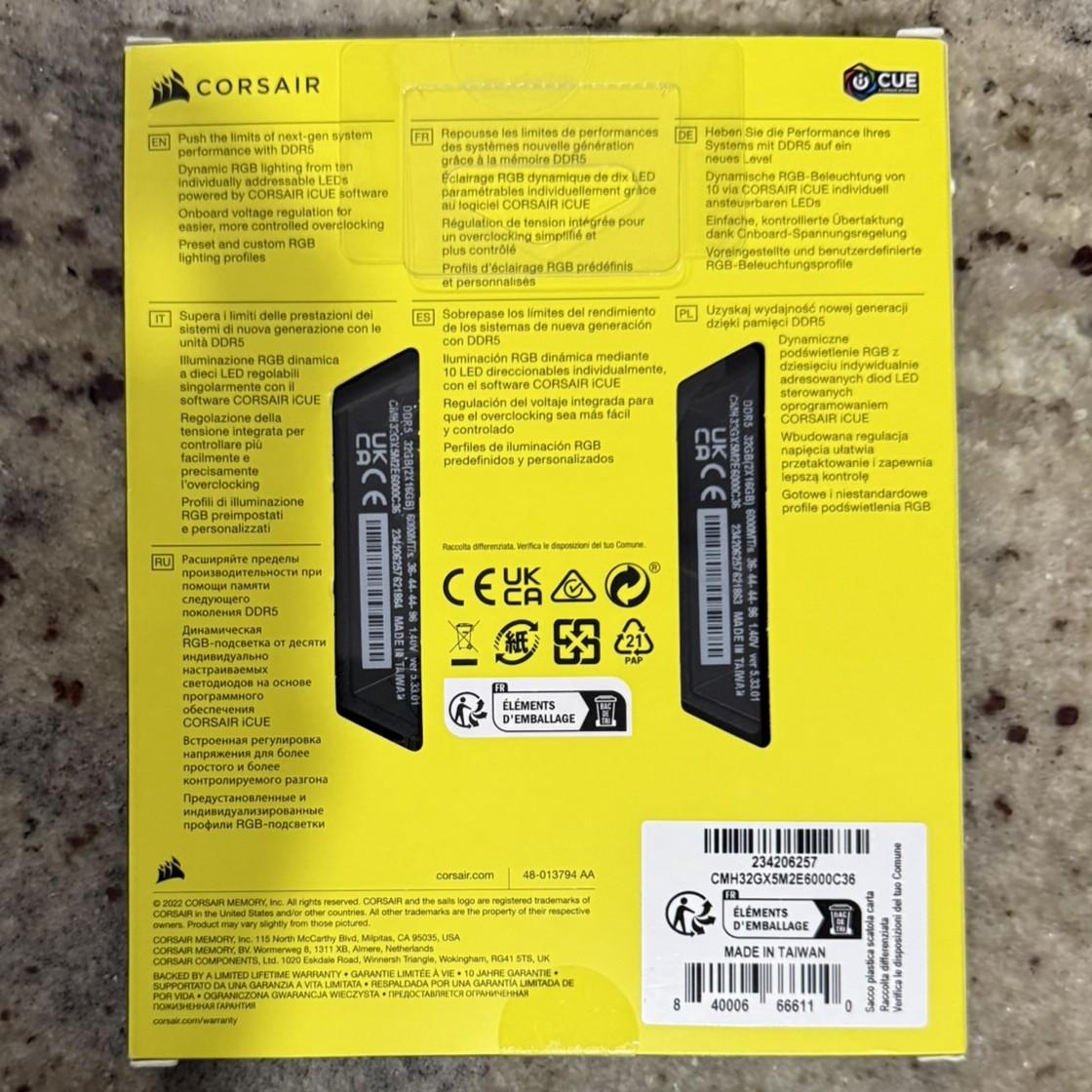 CORSAIR VENGEANCE RGB 32GB (2x16GB) DDR5 6000MHz XMP