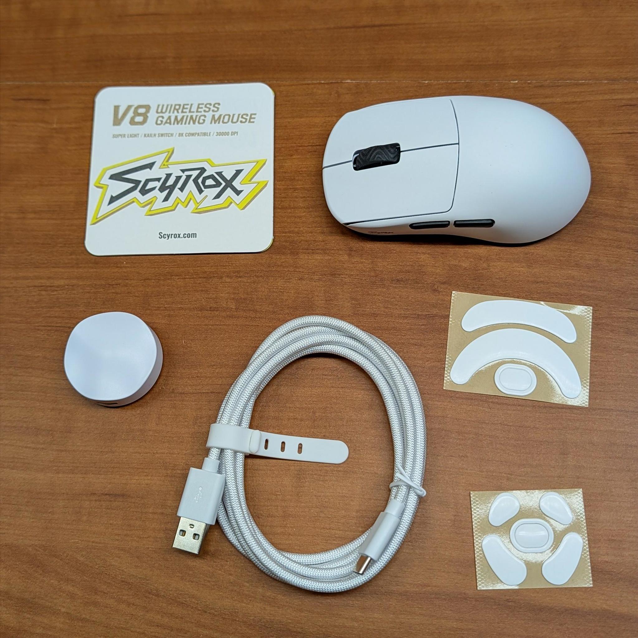 Scyrox V8 White 8K 36g Kailh Super Light Mouse Less Than 1 hr use