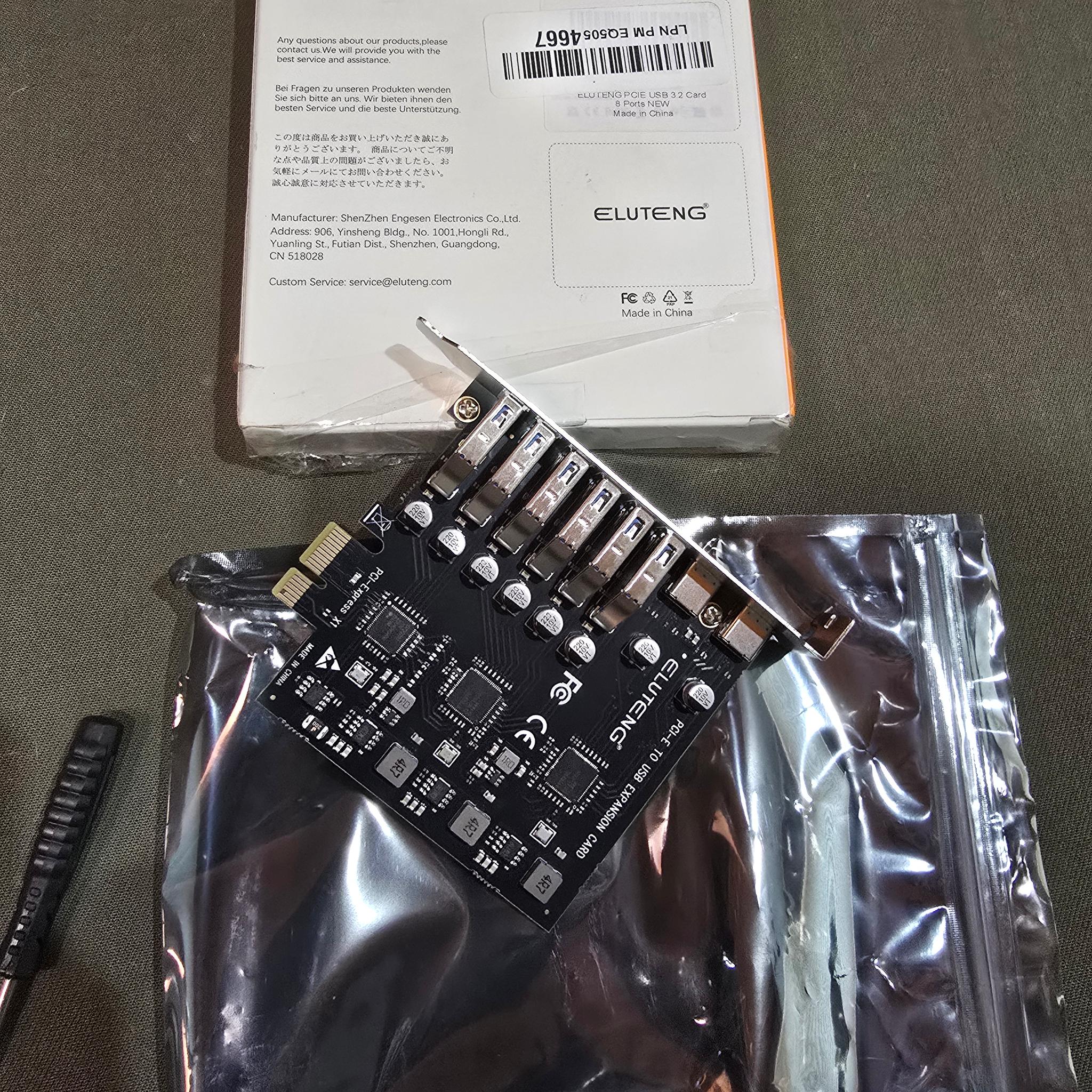 PCIE USB 3.2 Card 8 Ports PCI Expreess to USB C Expansion Card Superspeed 6 USB and 2 Type C