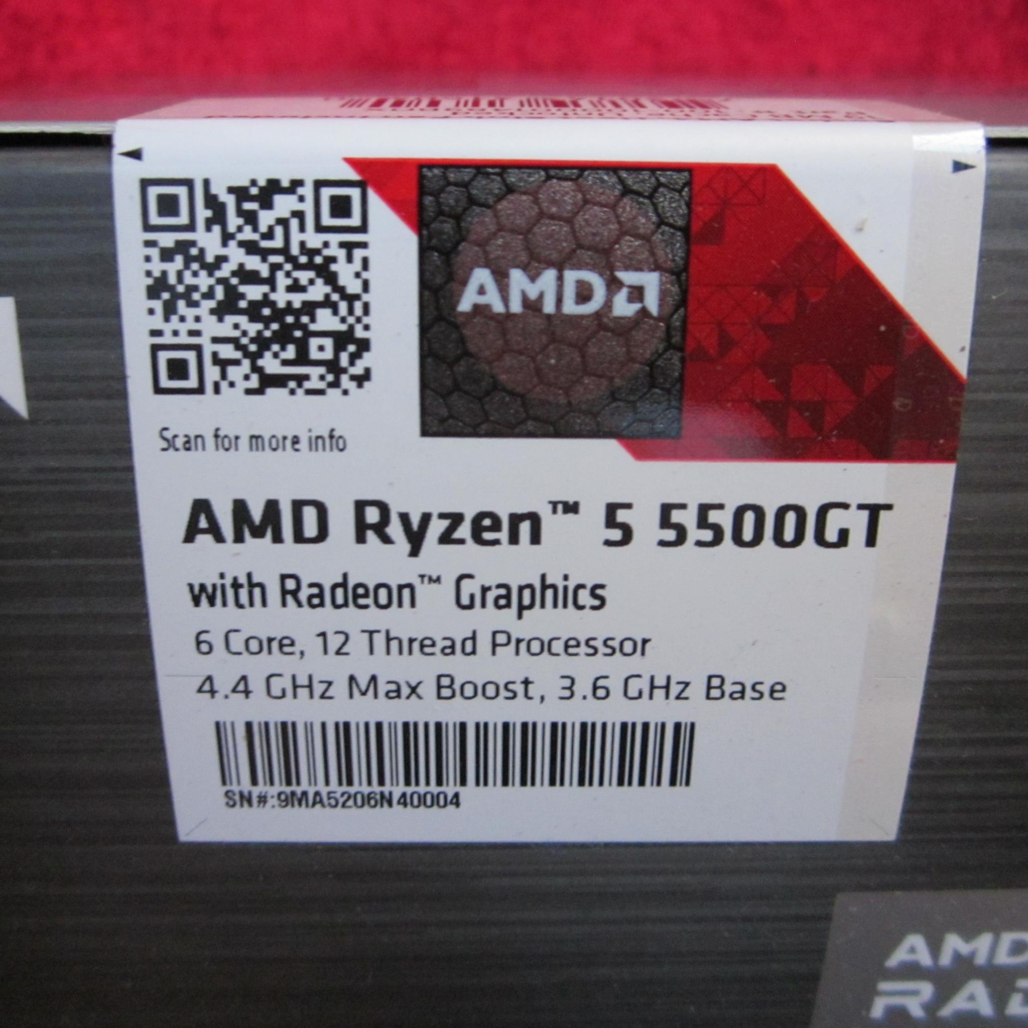 NEW! AMD Ryzen 5 5500GT 3.6/4.4 GHz AM4 CPU With Radeon Graphics