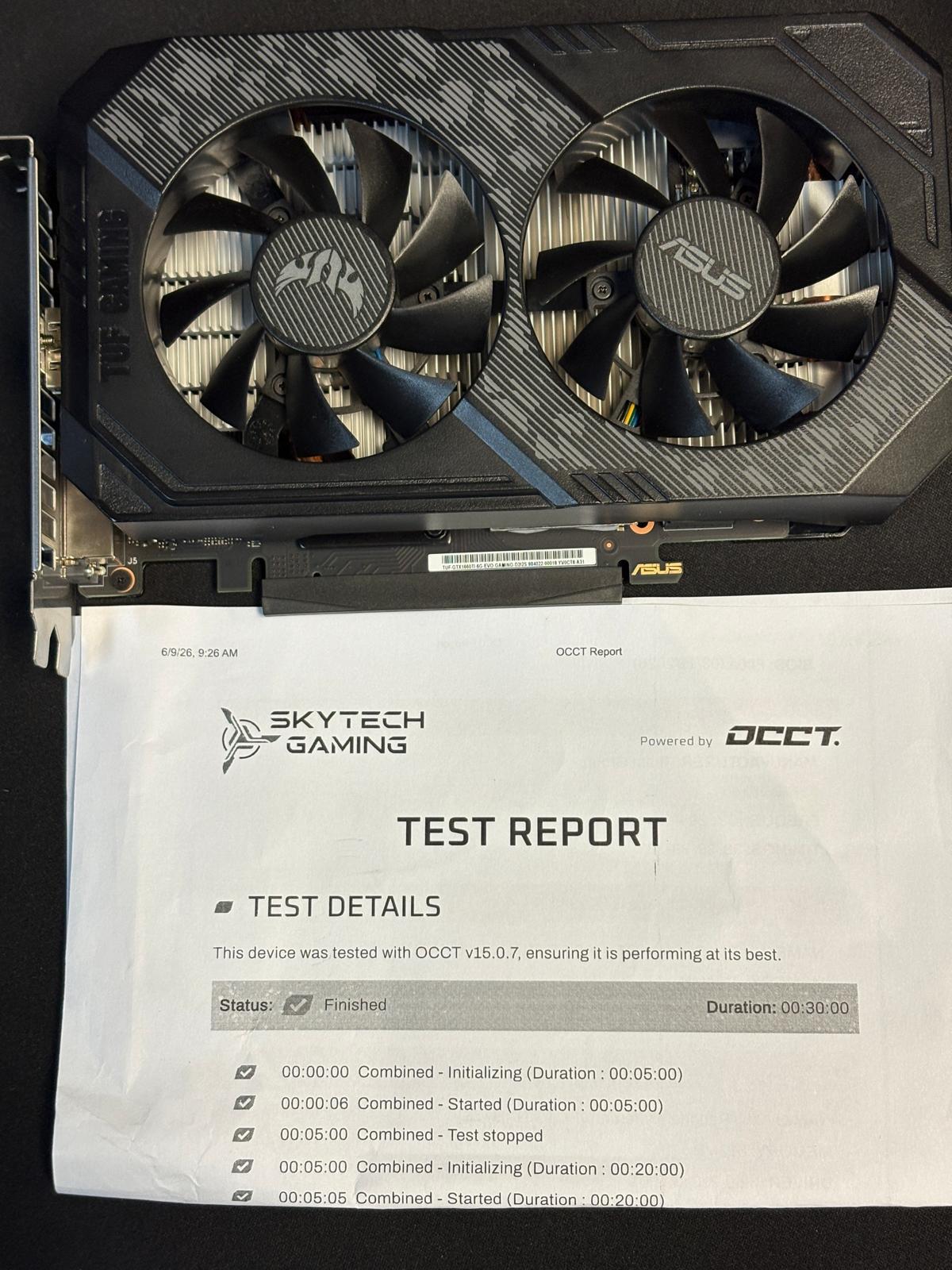 USED IN GOOD CONDITION W/ TEST REPORT - ASUS TUF Gaming GeForce GTX 1660 Ti 6G EVO - (Refurbished)
