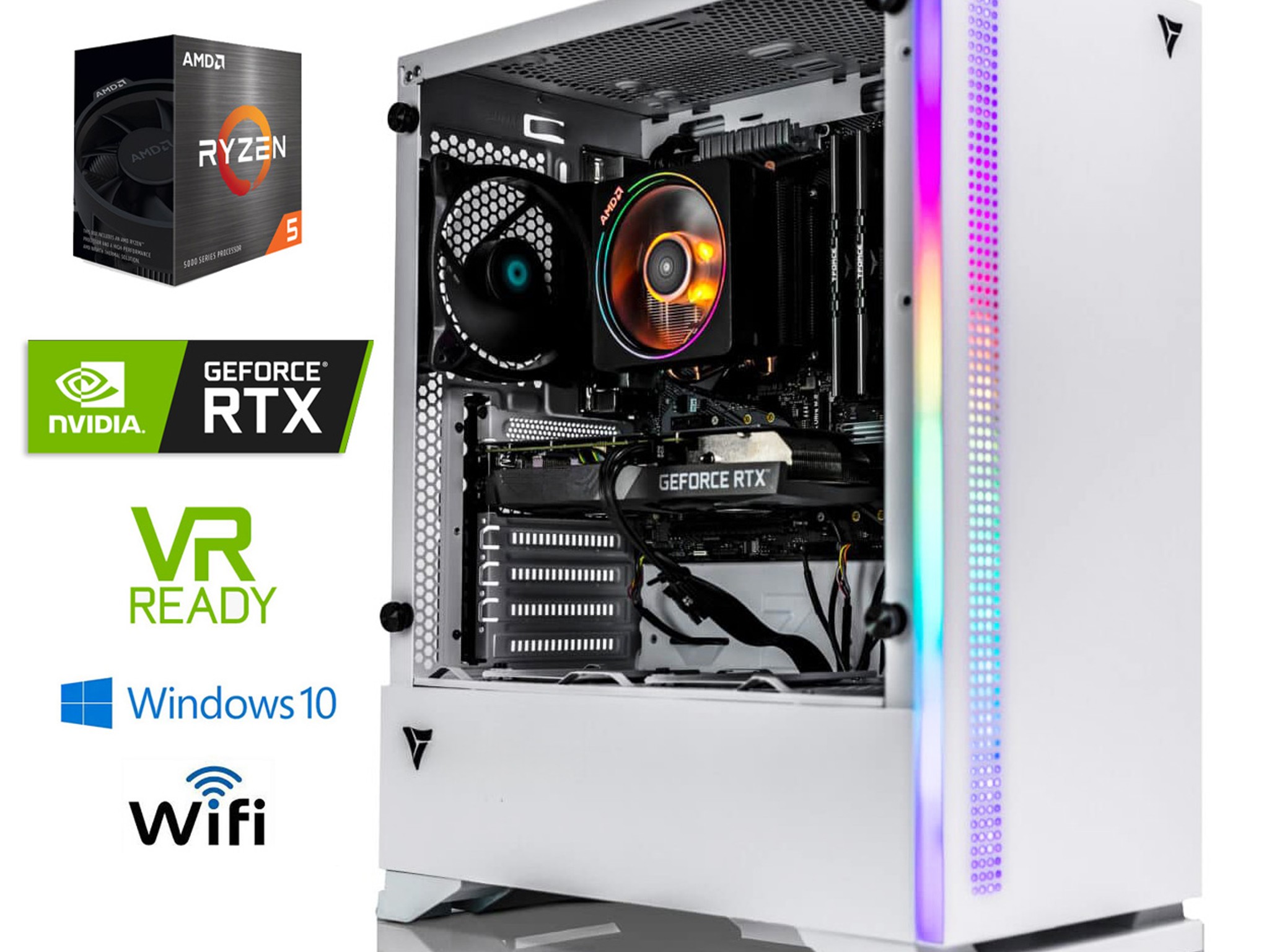 👑 Max Performance Gaming PC - AMD Ryzen 5 5500, RTX 3060, 32GB DDR-4, 1TB NVME M.2 SSD, WIFI, WIN10