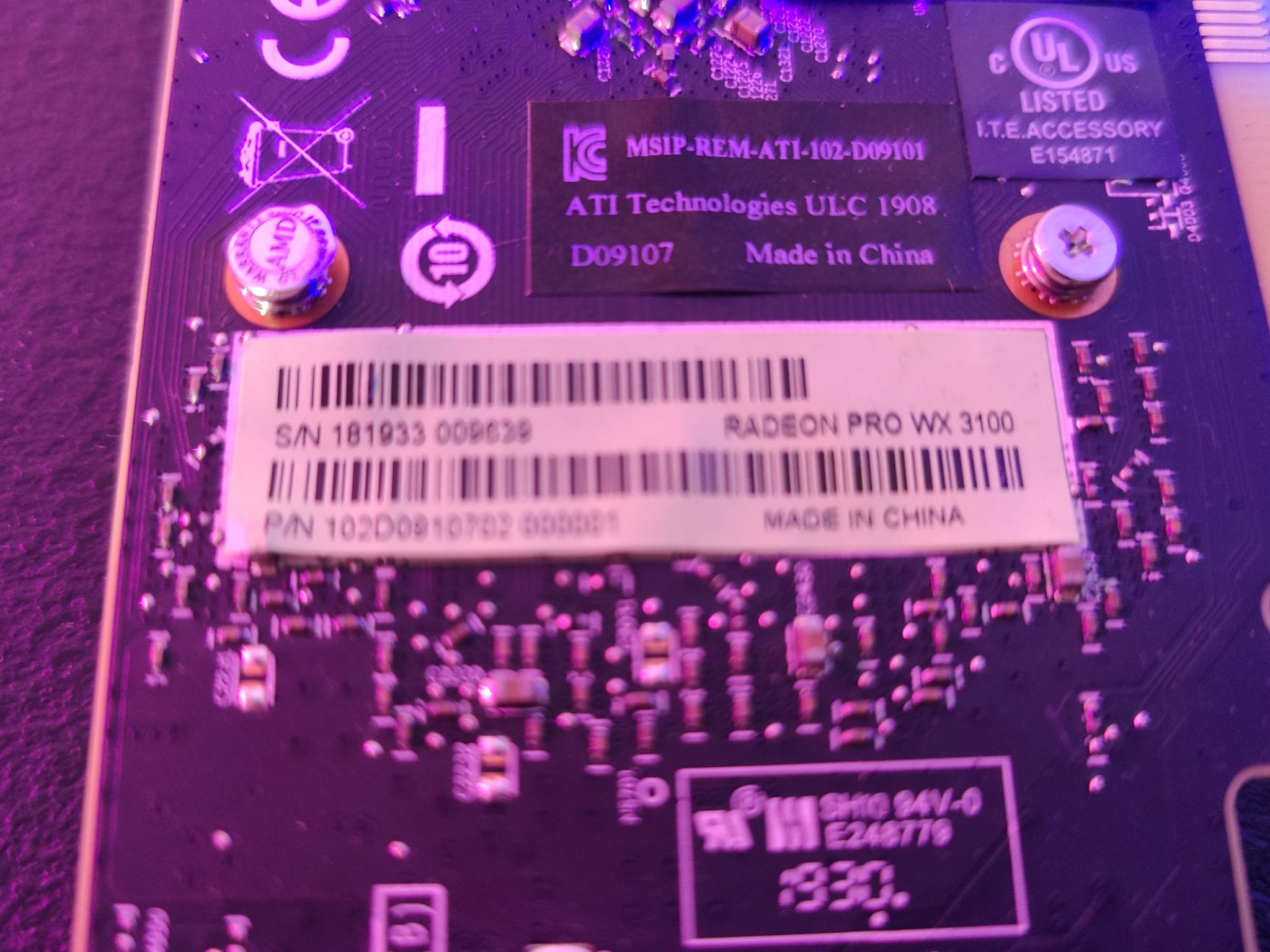 Please Read Description AMD RADEON PRO WX 3100 4GB GDDR5 Low Profile GPU Graphics Card