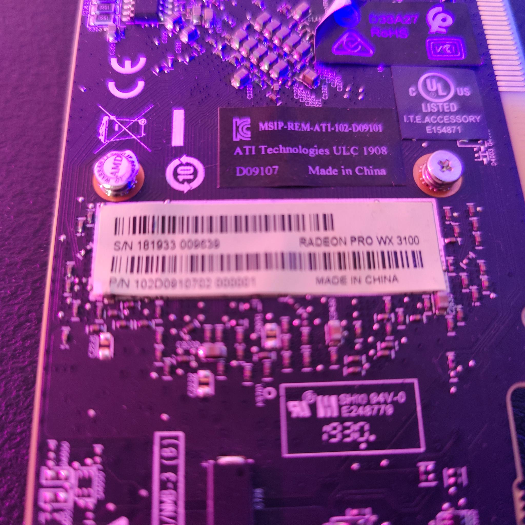 AMD RADEON PRO WX 3100 4GB GDDR5 Low Profile GPU Graphics Card