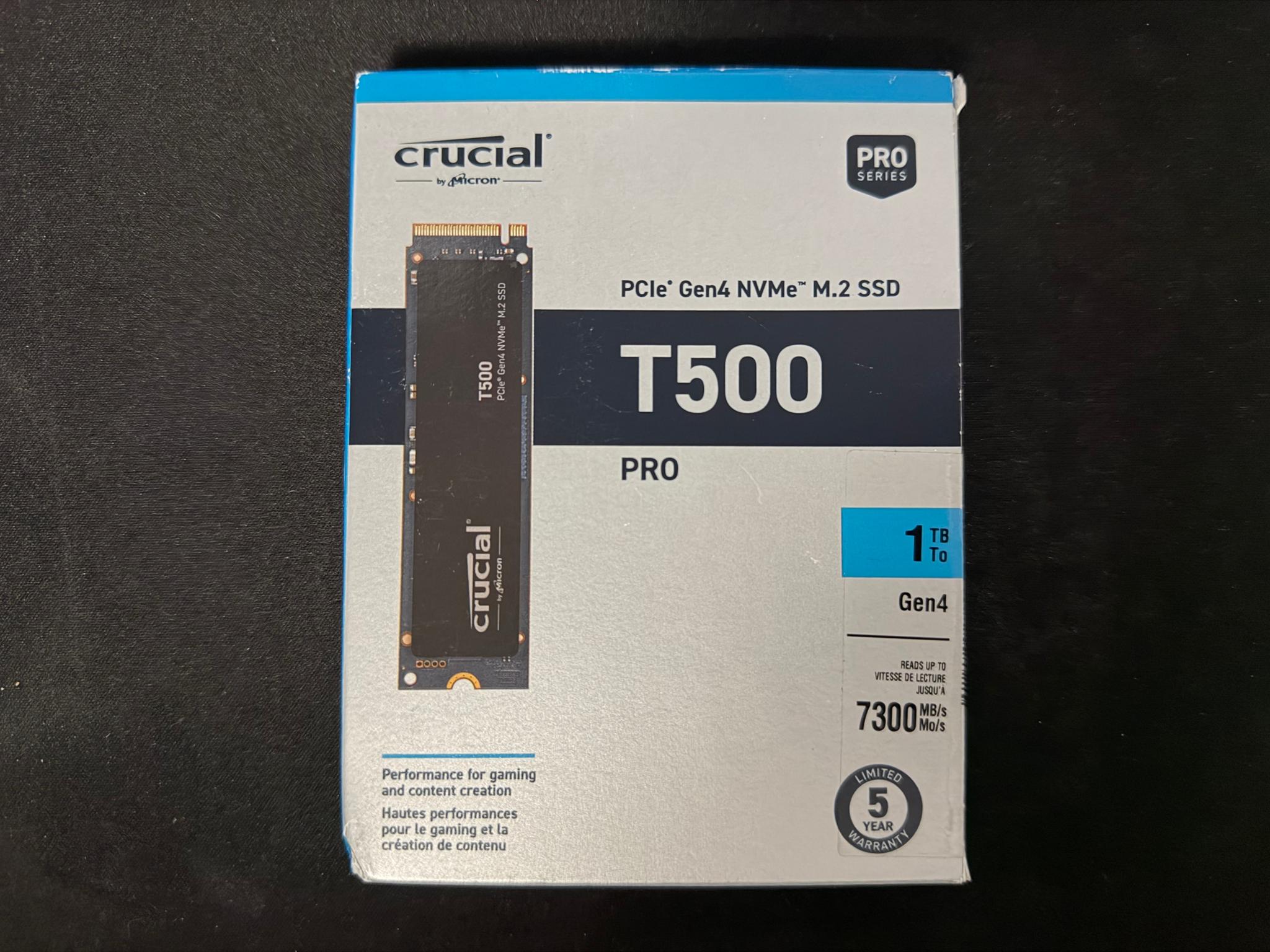 Crucial  T500 1TB PCIe Gen4 NVMe SSD