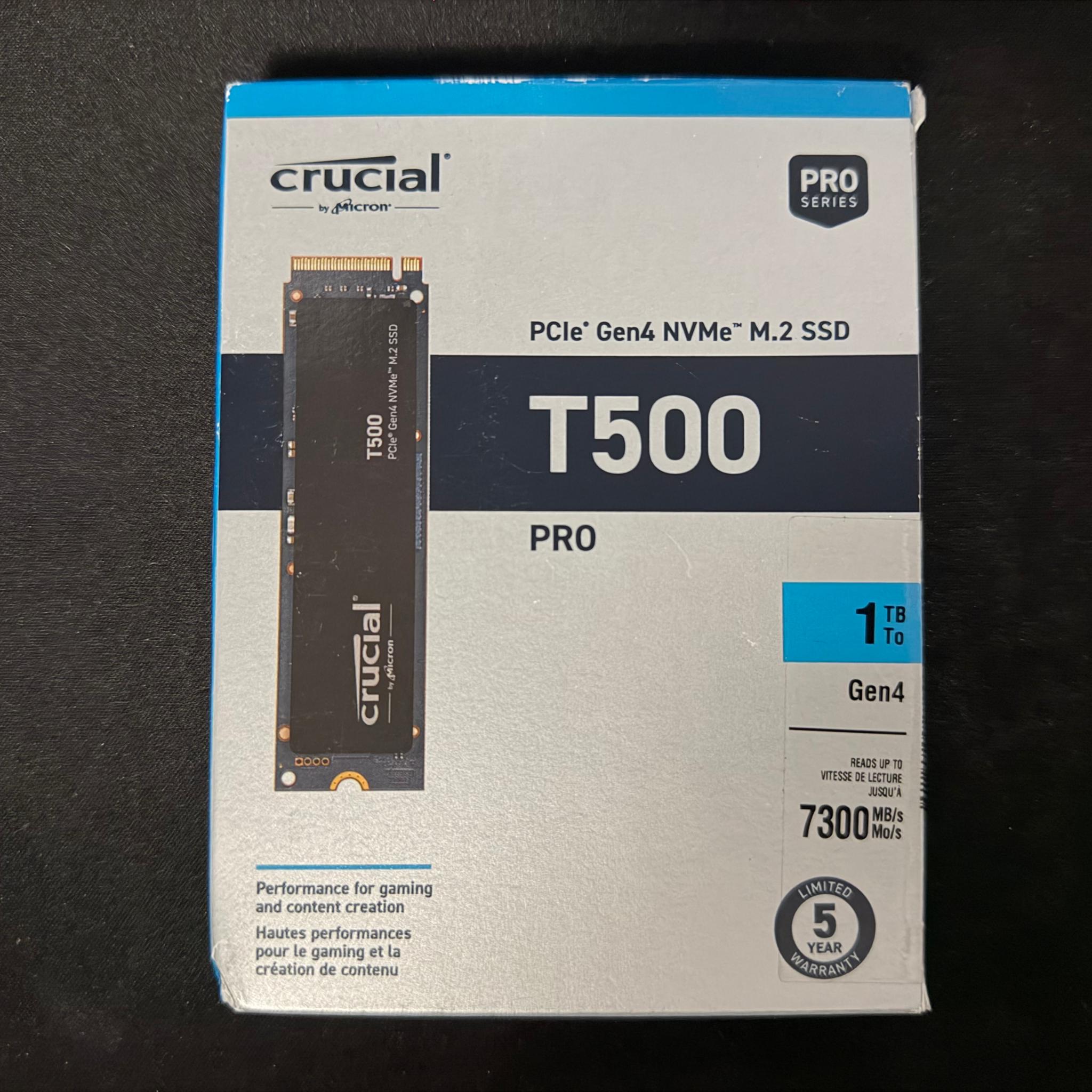 Crucial  T500 1TB PCIe Gen4 NVMe SSD