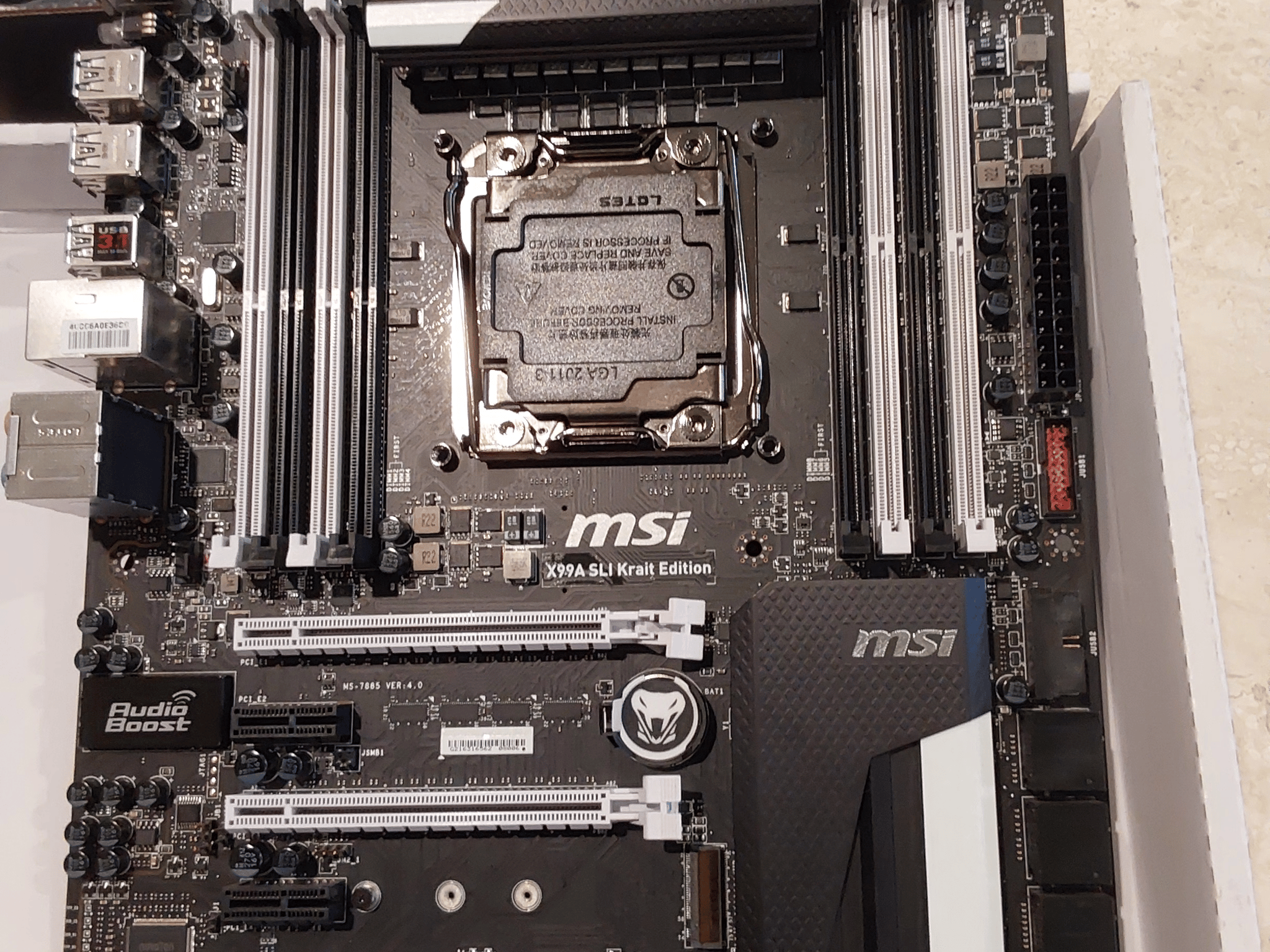 MSI Intel X99A SLI KRAIT Edition Motherboard. Pre-owned, in original retail box