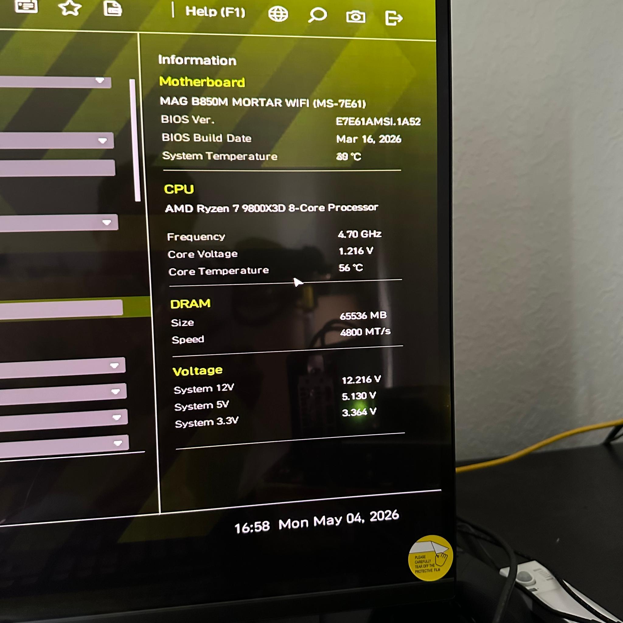 9800X3D - MSI B850M Mortar Wifi - 64 GB of Kingston RGB Ram ~ CL32 @ 6400 MT/S DDR5