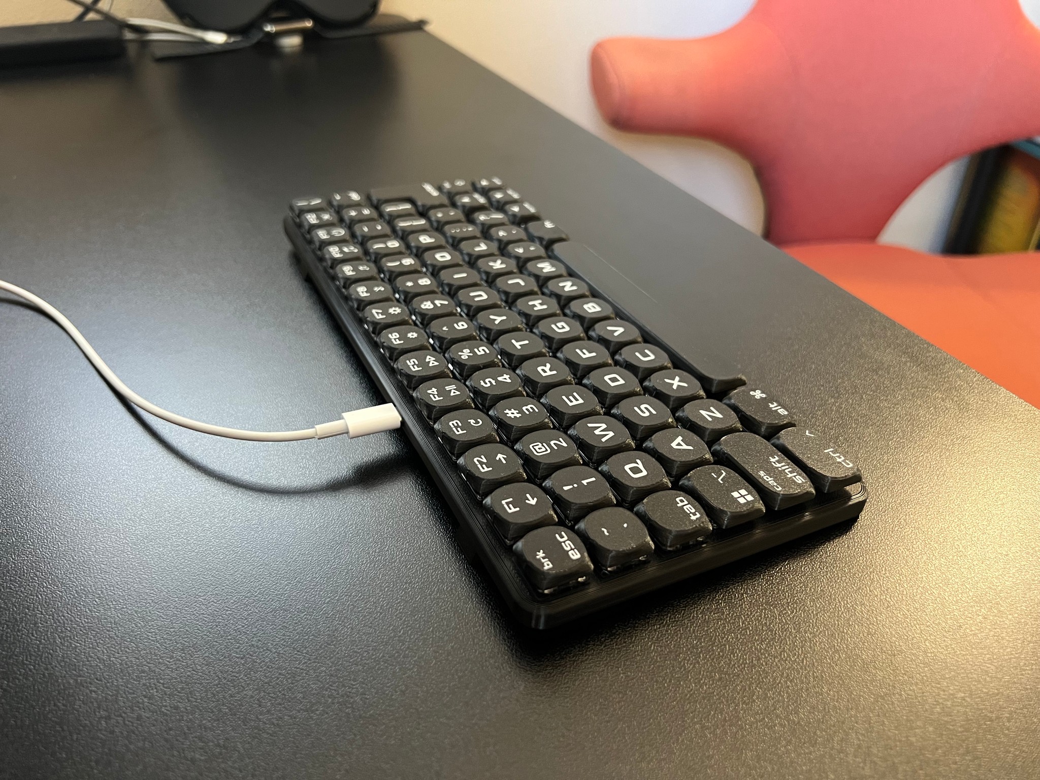 Low Profile 74-key Wired Mechanical Keyboard • Hot Swappable, Hand Assembled, Gaming, Travel, USB-C