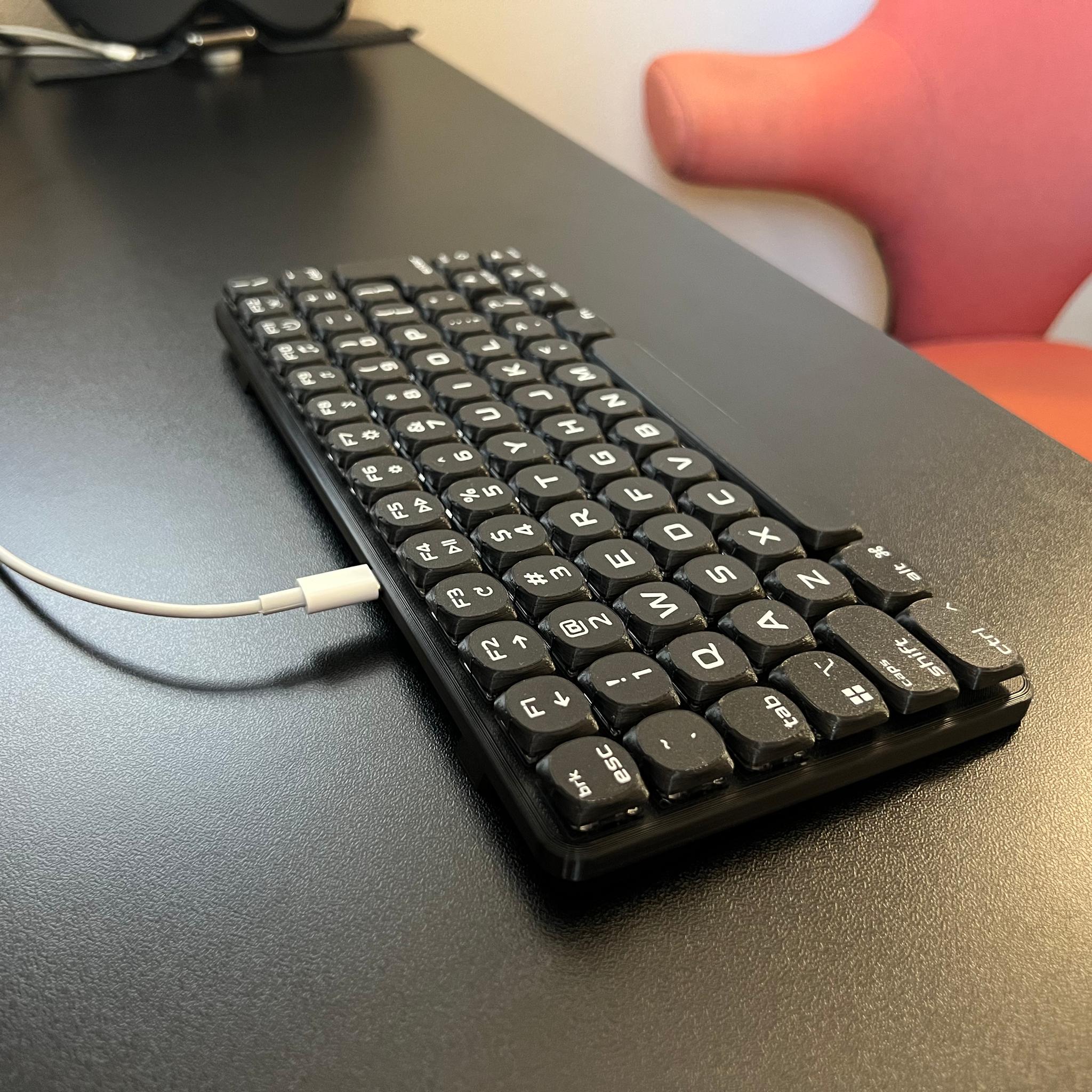 Low Profile 74-key Wired Mechanical Keyboard • Hot Swappable, Hand Assembled, Gaming, Travel, USB-C