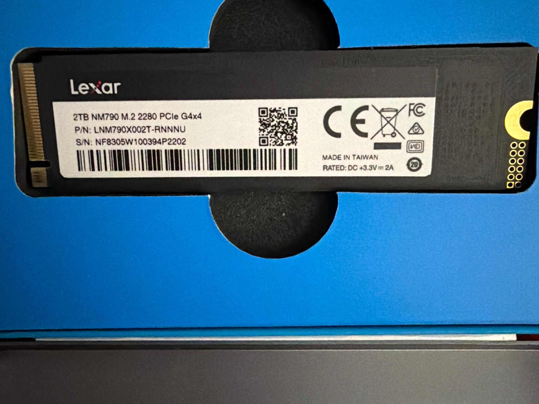 1TB 7,400MB/s Kioxia/Phison Lexar Gen4 1TB NM790 7,400MB/s