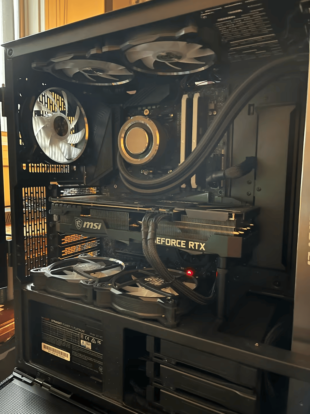 R9 5900x; MSI RTX 3070Ti; 32G 3600Mhz RAM; AIO cooled; MSI Unify x570; 850W Platinum PSU