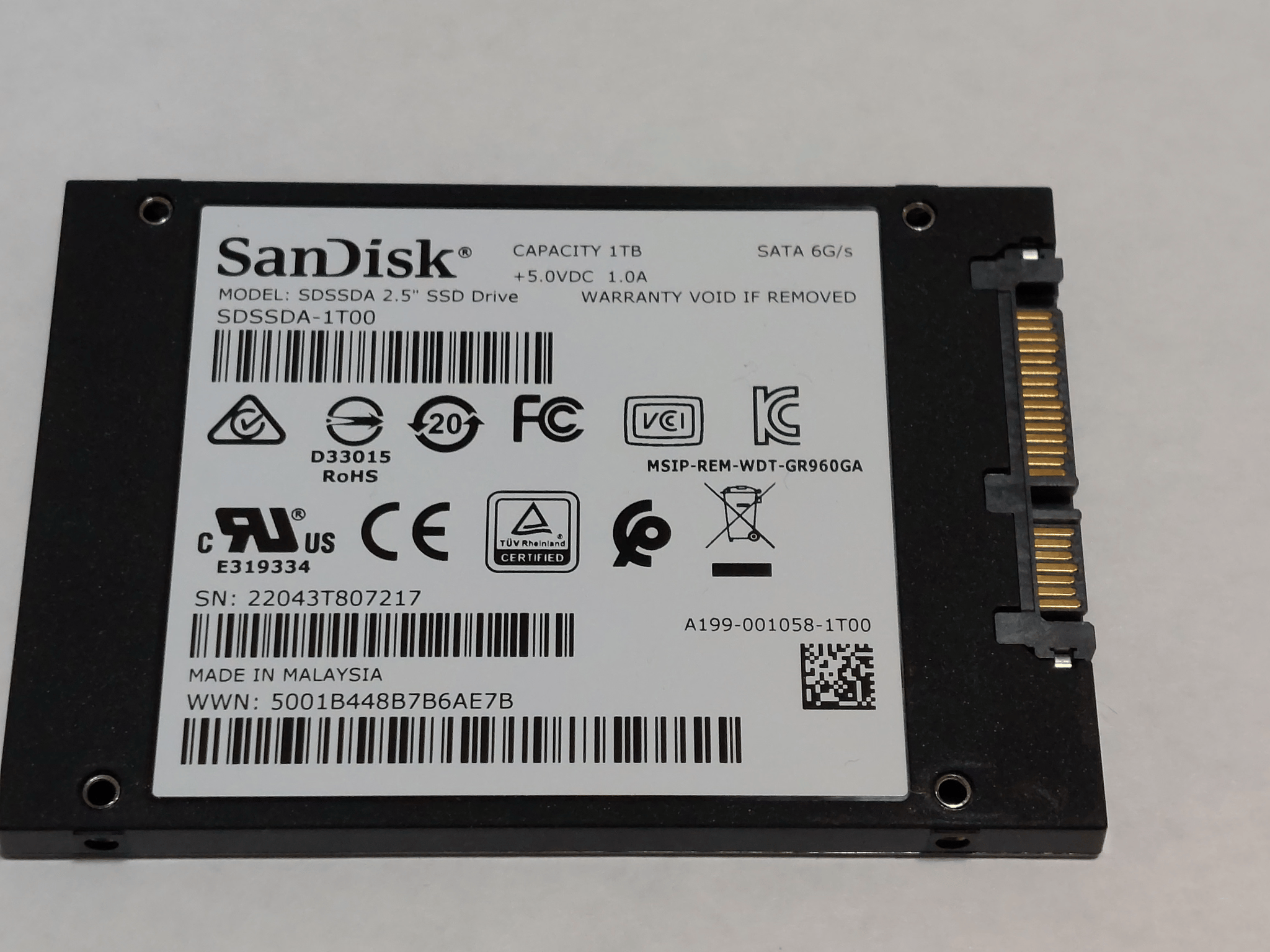 Used 1TB SanDisk SATA SSD 