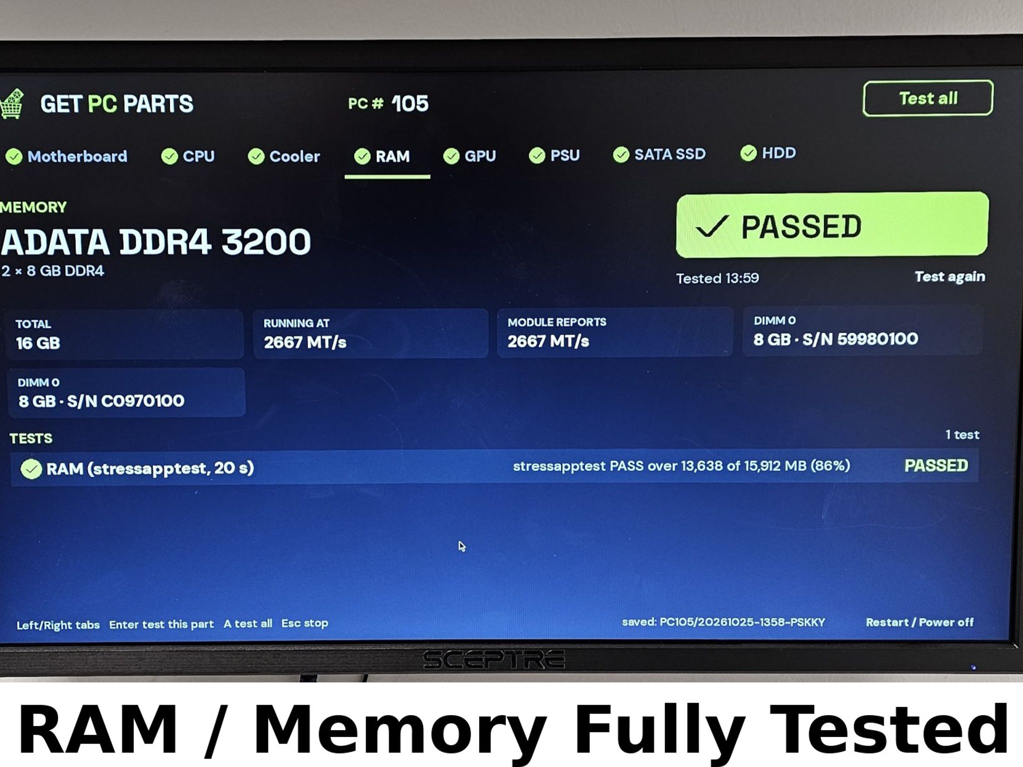 16GB DDR4 (2x8GB) CL16 3200MT/s ADATA XPG