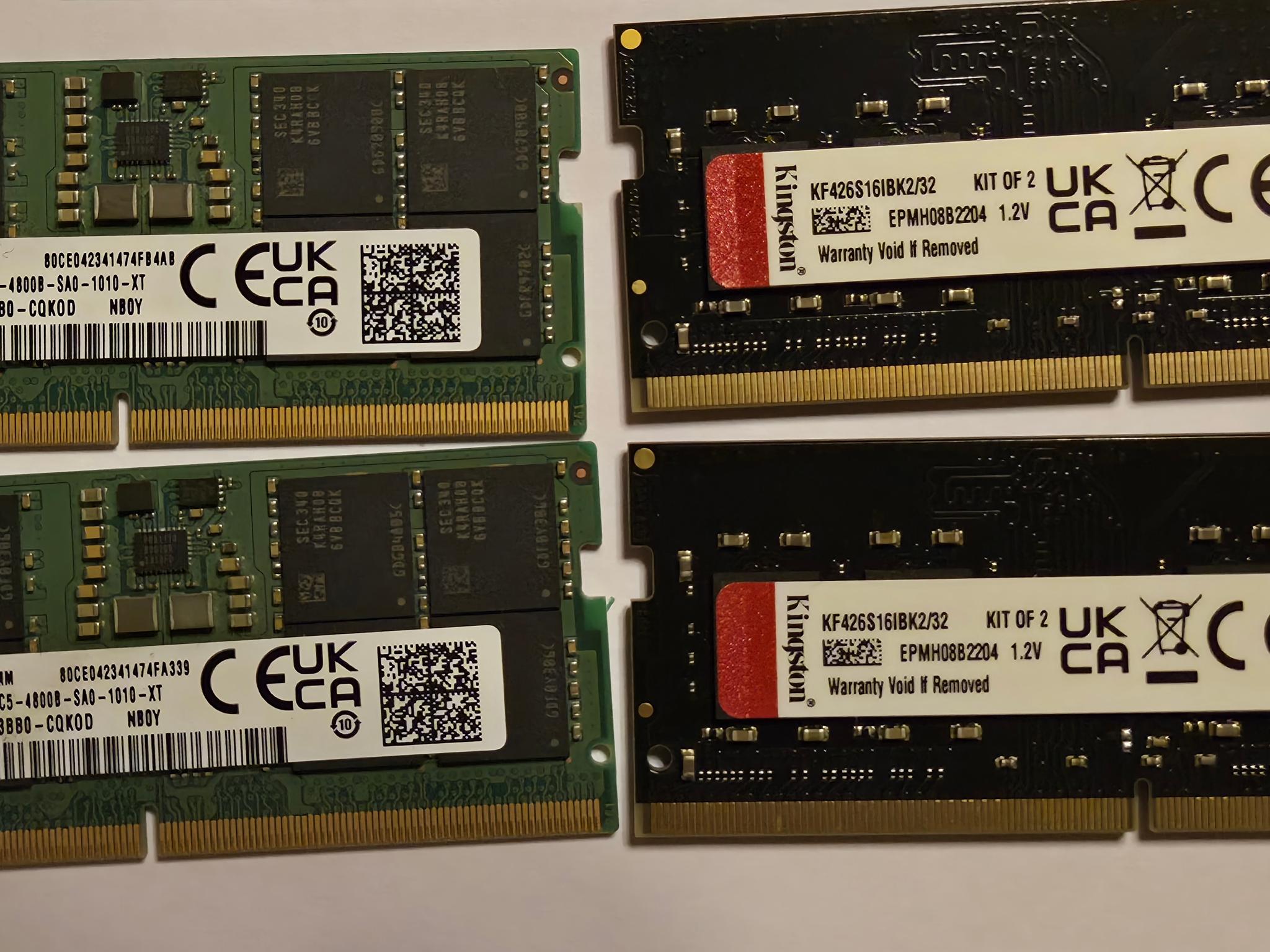 LOT of 2 sets of DDR5 & DDR4 32GB (2x16)