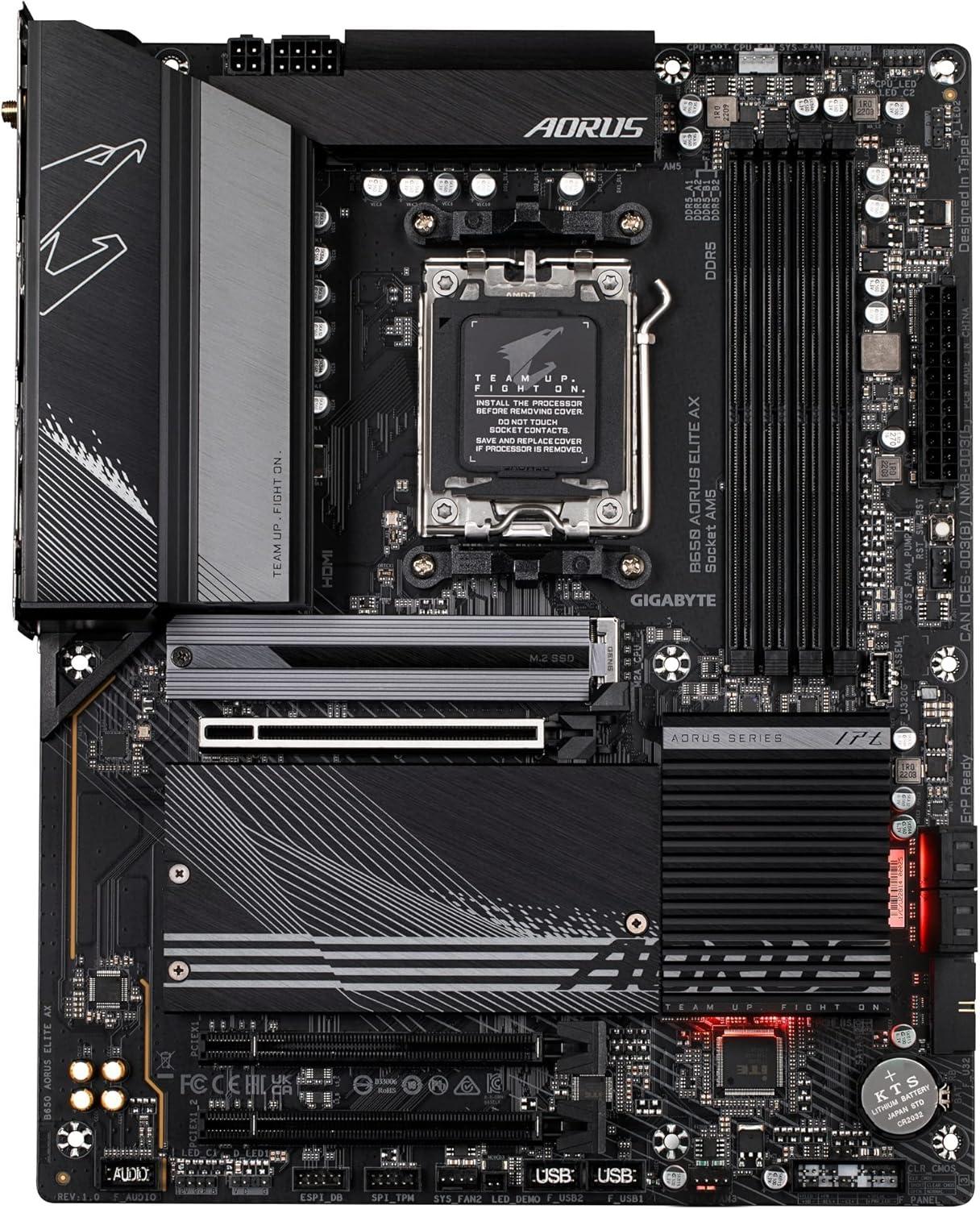 New GIGABYTE B650 AORUS Elite AX AMD B650 ATX Motherboard with DDR5, PCIe 5.0, WiFi 6E