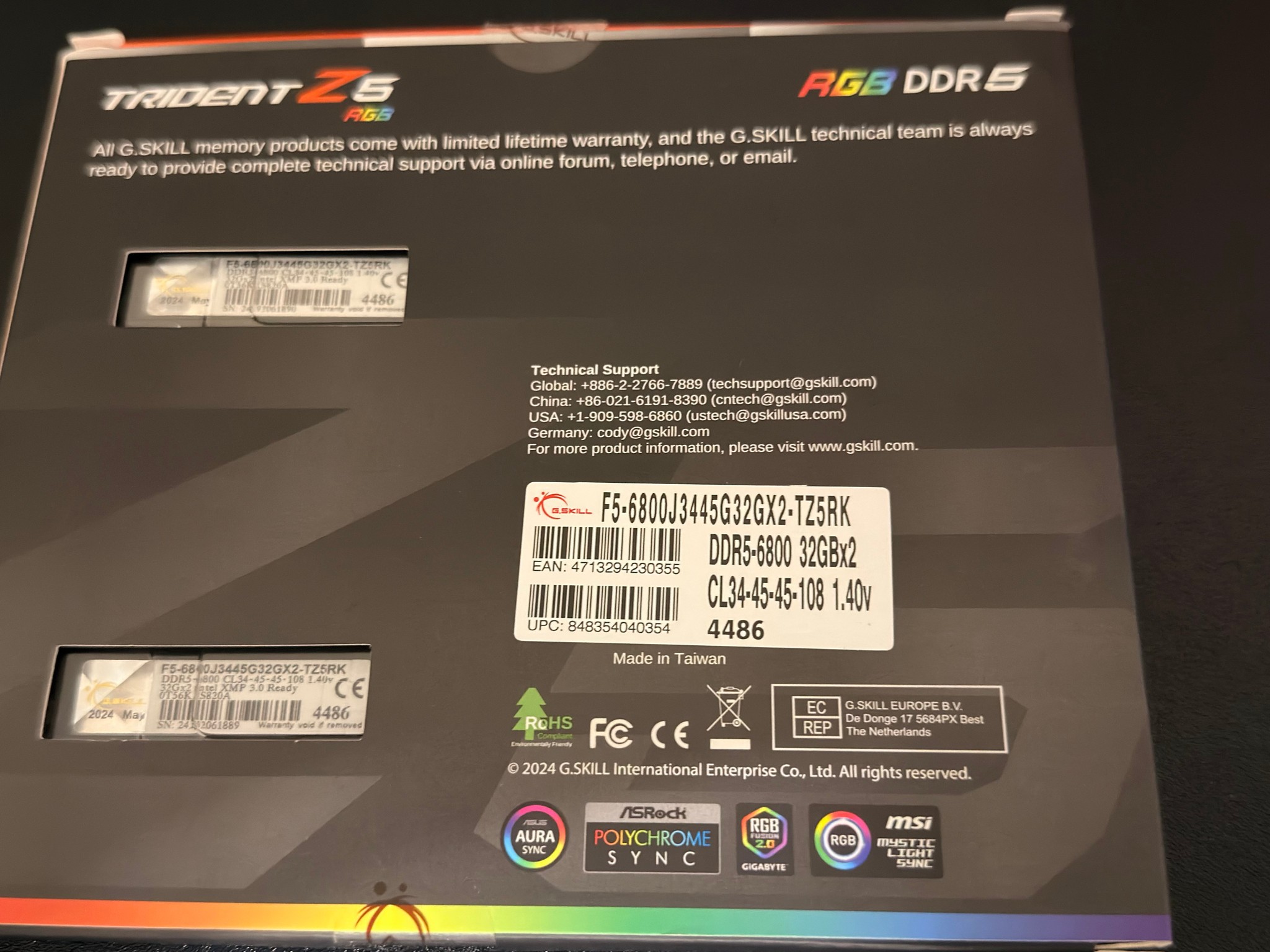 G.Skill Trident Z5 RGB DDR5 6800 CL34 RAM