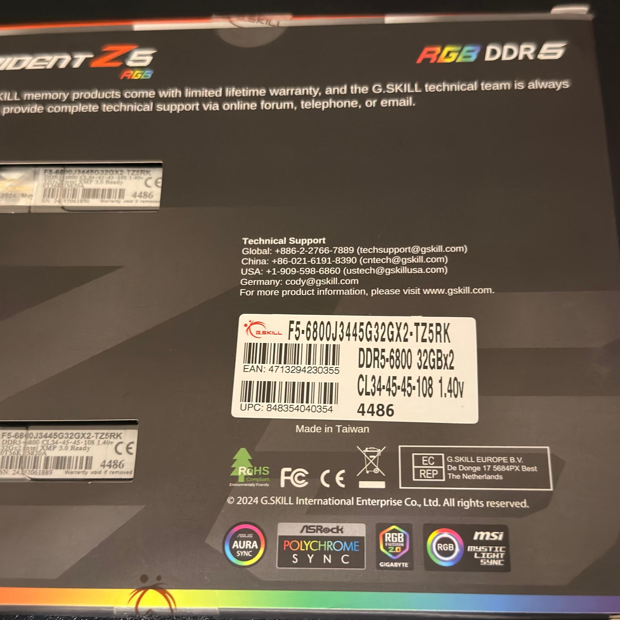 G.Skill Trident Z5 RGB DDR5 6800 CL34 RAM