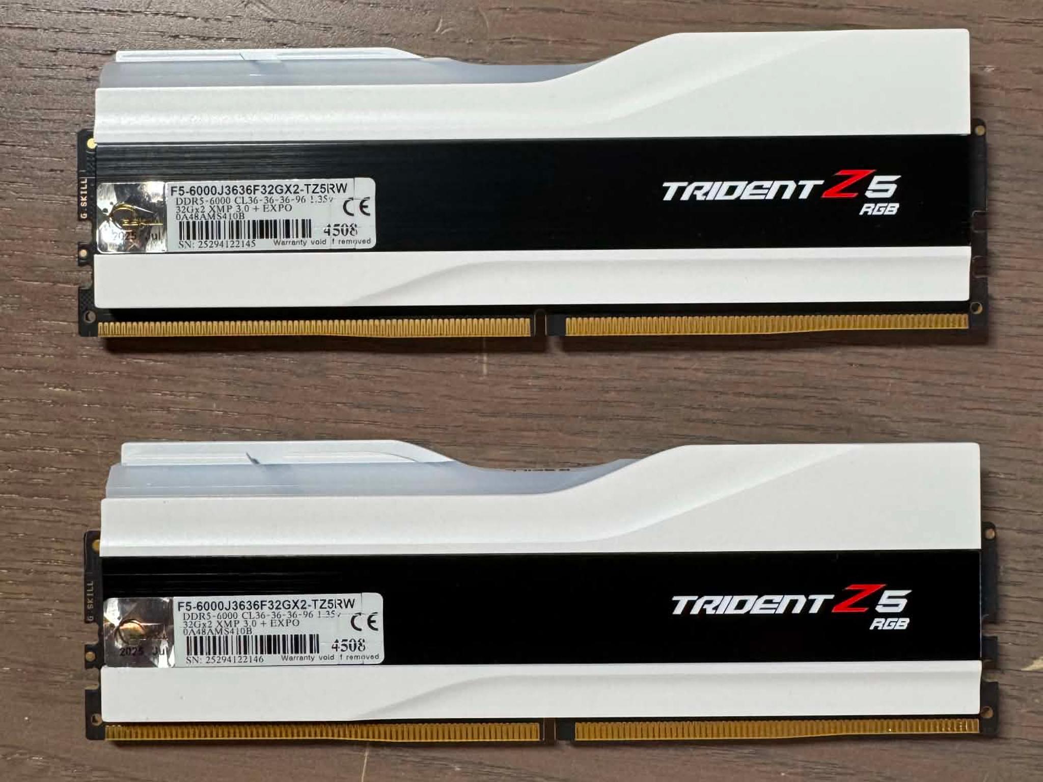 G.Skill Trident Z5 RGB Series 64GB (2 x 32GB) DDR5-6000 F5-6000J3636F32GX2-TZ5RW White DDR5