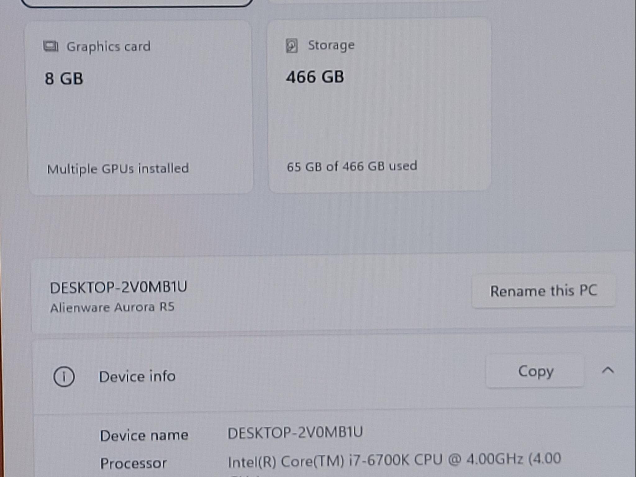 Alienware Aurora R5 desktop, i7-6700K, GTX 1080 8gb, 24GB DDR4, 500GB SSD