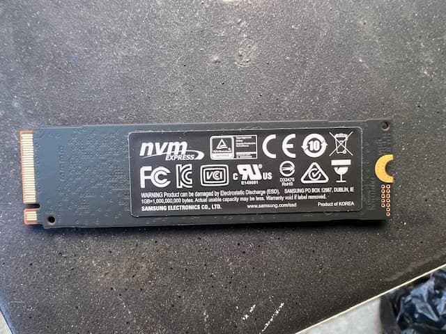 Samsung 970 Evo 1 TB NVMe M.2 SSD Solid State Drive.