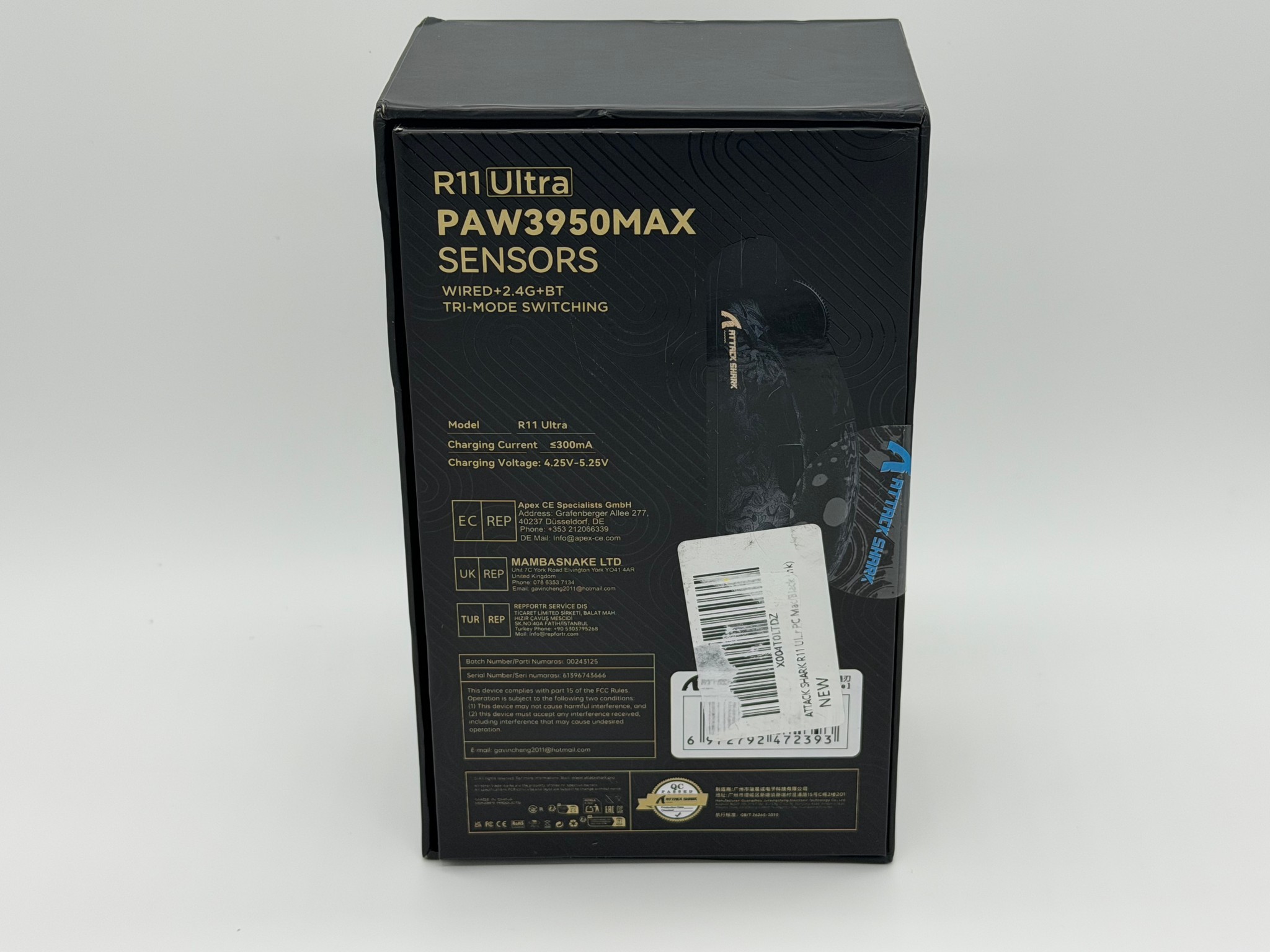 Attack Shark R11-ULTRA PAW3950MAX – Black Ink Edition – Sealed Retail Box