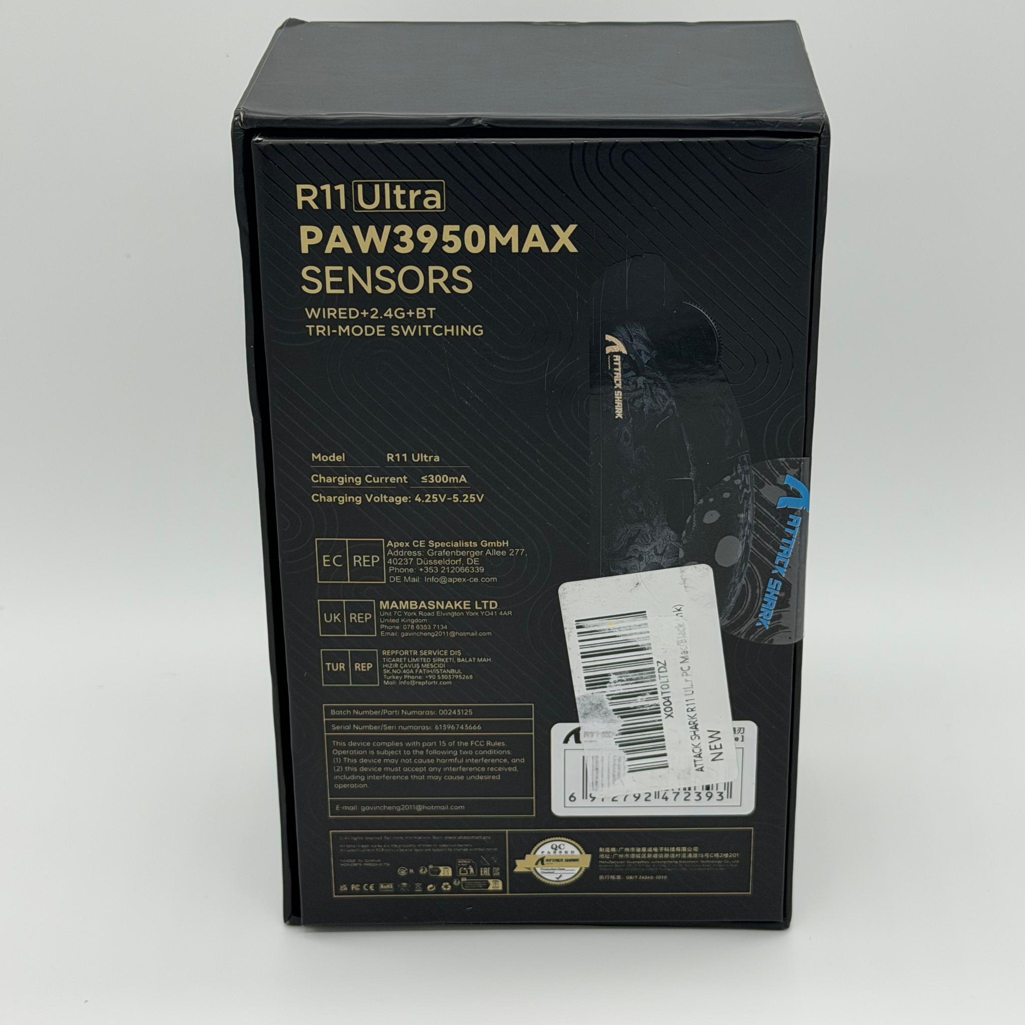 Attack Shark R11-ULTRA PAW3950MAX – Black Ink Edition – Sealed Retail Box