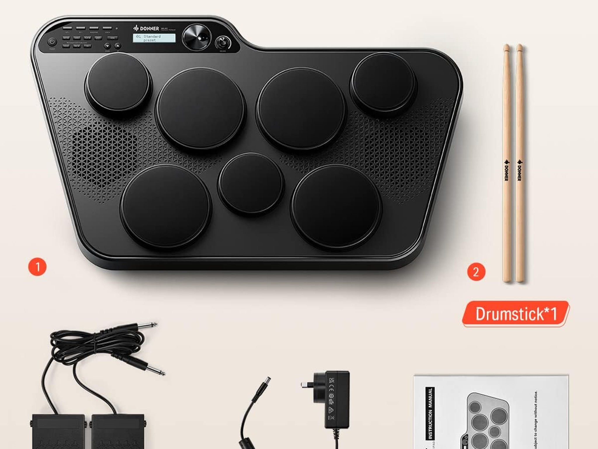 🎵Donner DED‑60T Portable Electronic Drum Pad – New in Box🎹