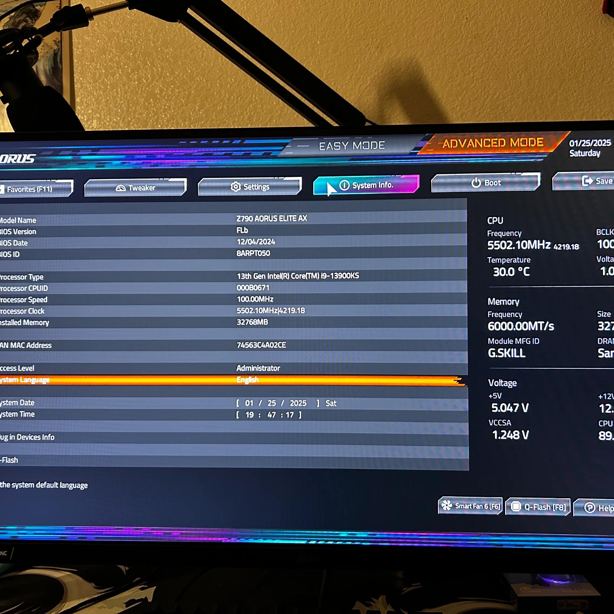 13900KS + Z790 AORUS ELITE AX + 32GB G.Skill 6000mhz DDR5 [CPU/MOBO/RAM] BUNDLE **LIGHTLY USED**