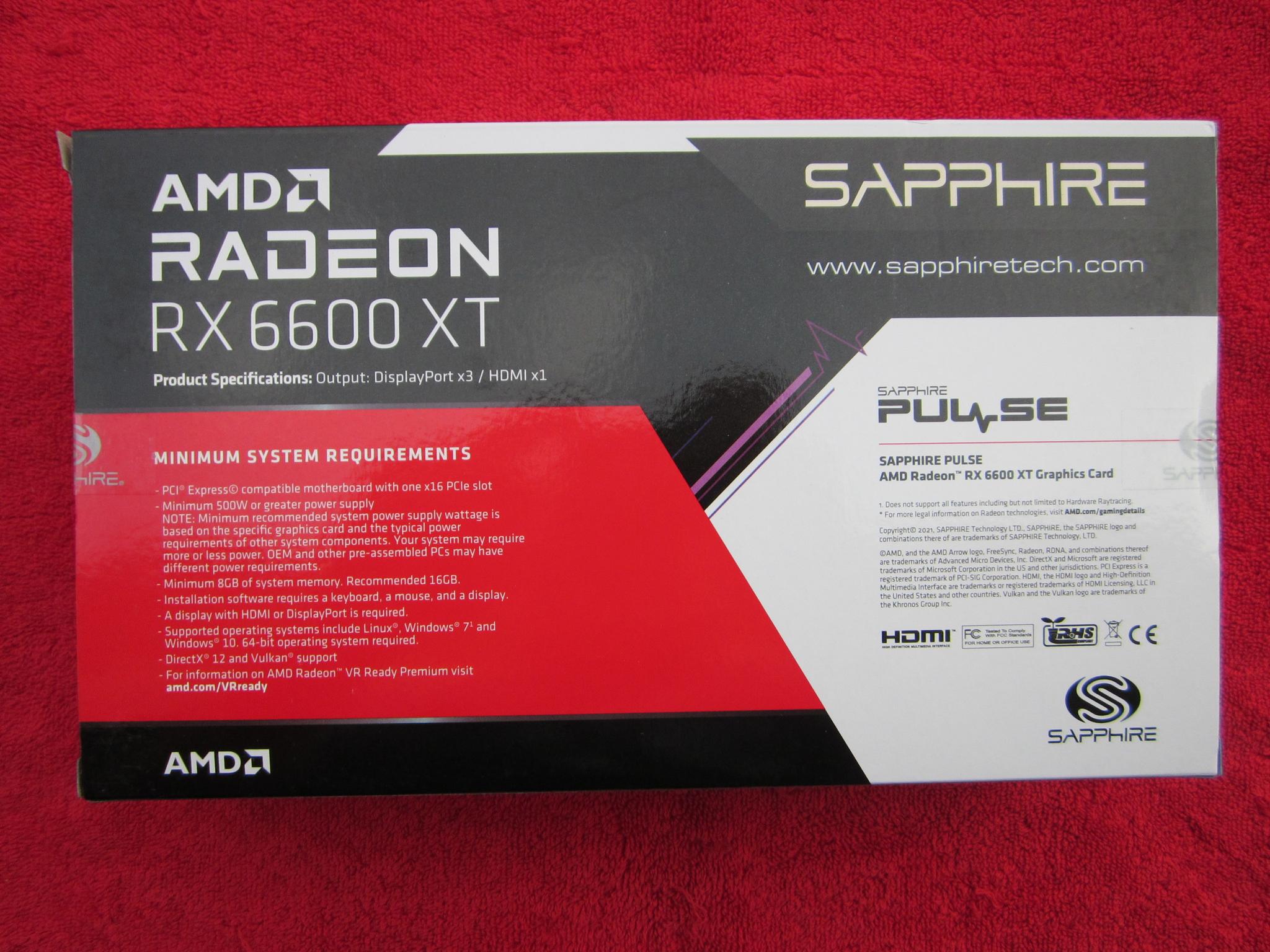 NEW SEALED! SAPPHIRE PULSE AMD Radeon RX 6600 XT GDDR6 8GB Gaming Graphics Card