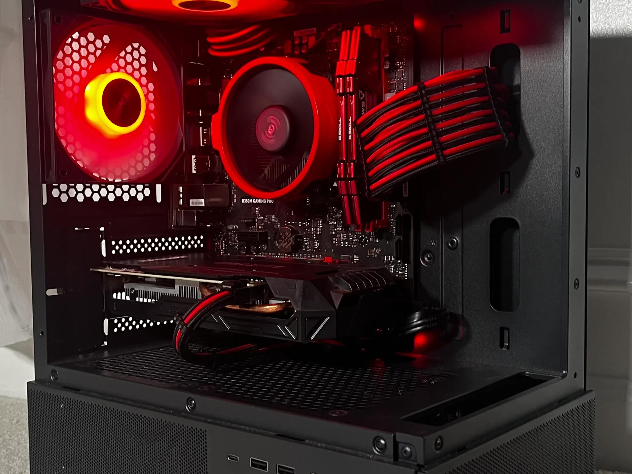 🔴⚫Red and Black Budget Baller🔴⚫ Ryzen 3 2200G | GTX 1060 | Fishtank Meta Case