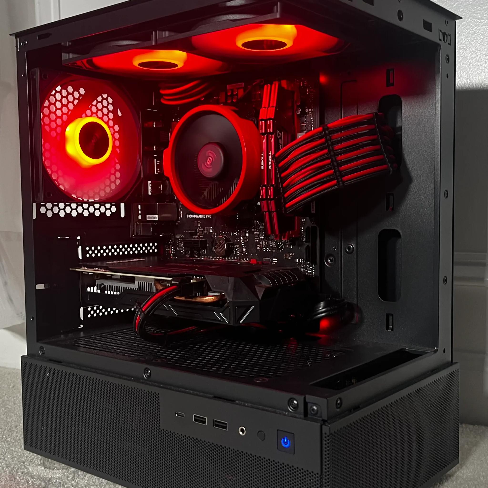 🔴⚫Red and Black Budget Baller🔴⚫ Ryzen 3 2200G | GTX 1060 | Fishtank Meta Case