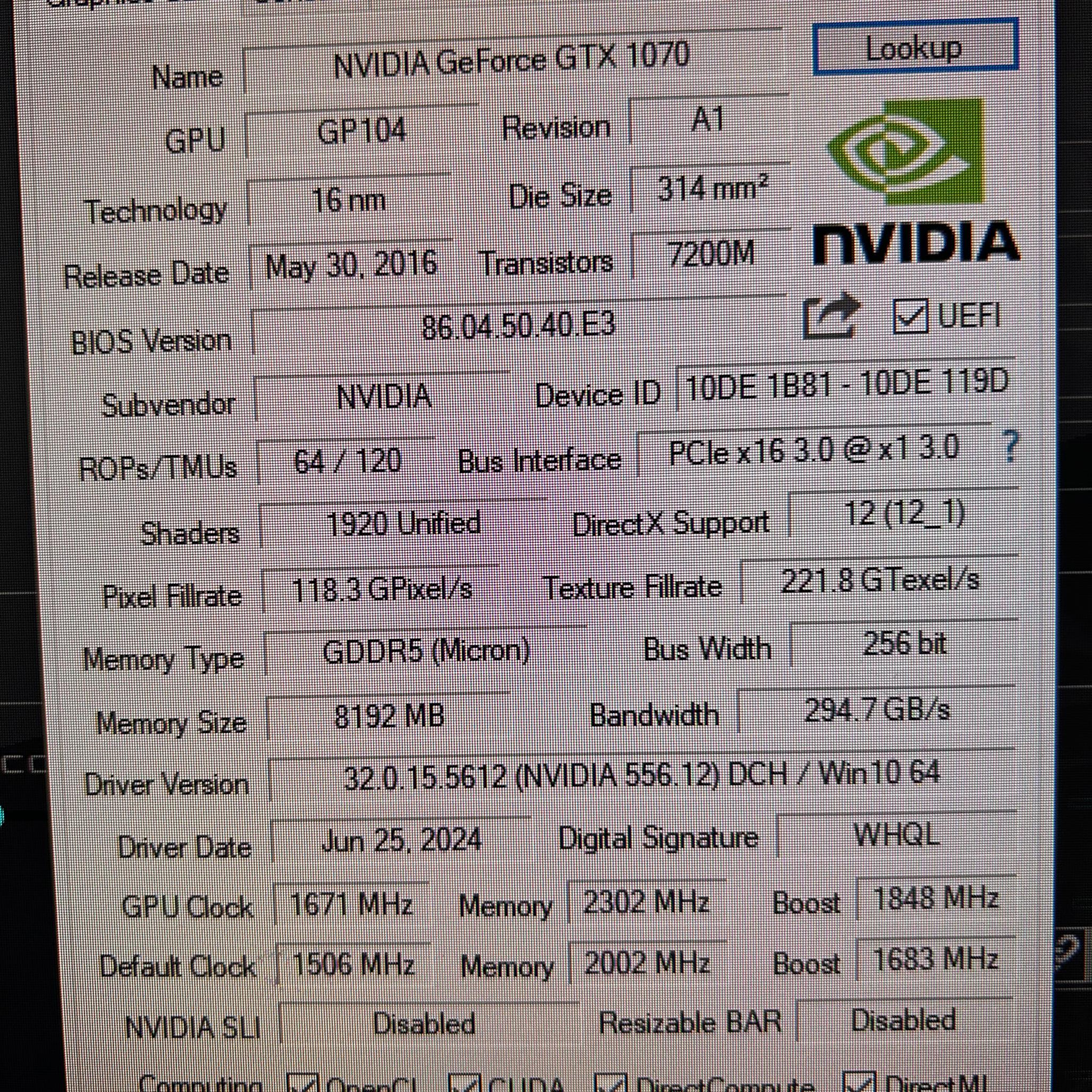 Nvidia GTX 1070 8GB Gigabyte Windforce OC Gaming PC GPU *tested*