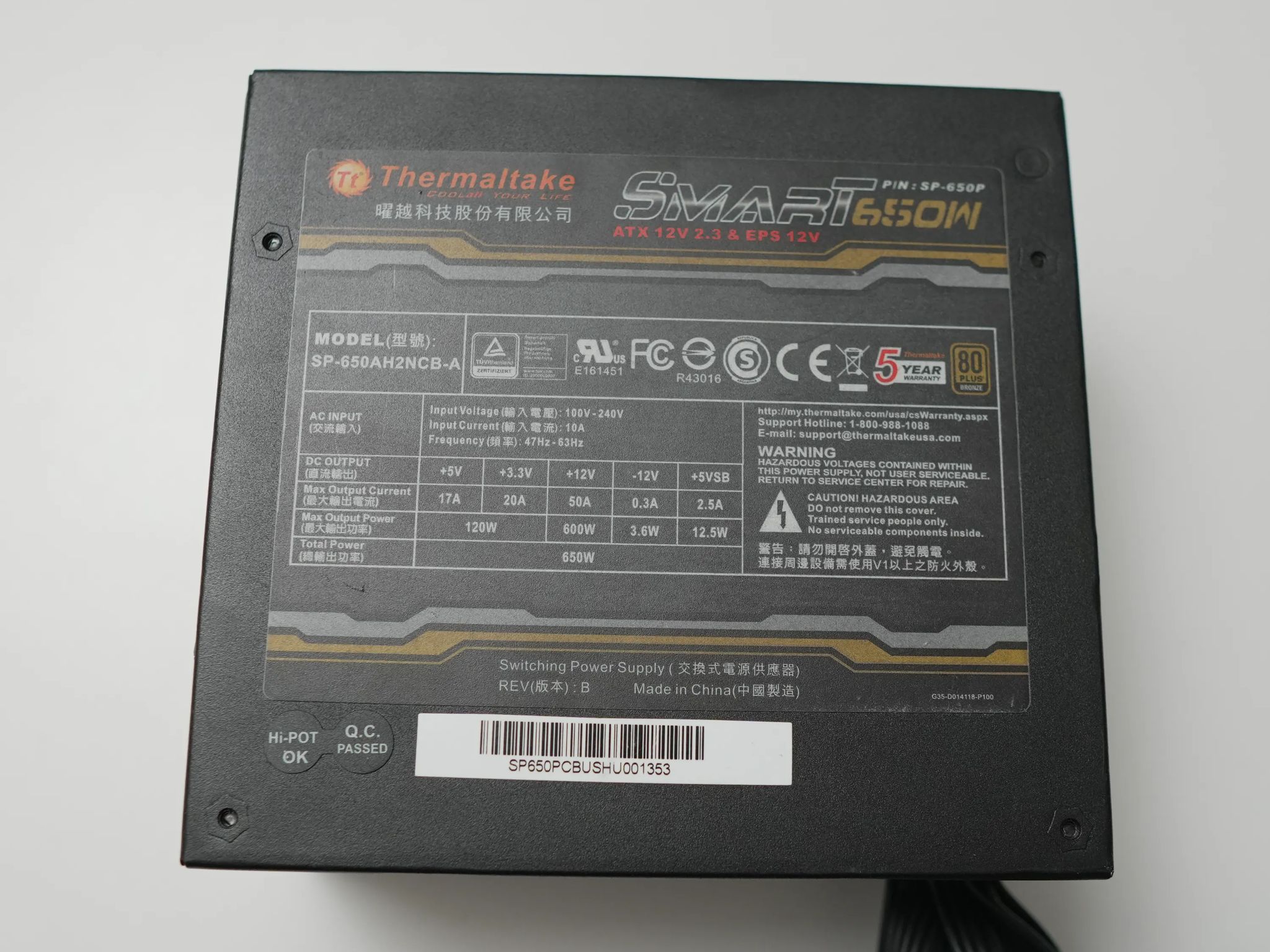 Thermaltake 650w power supply 80+ bronze