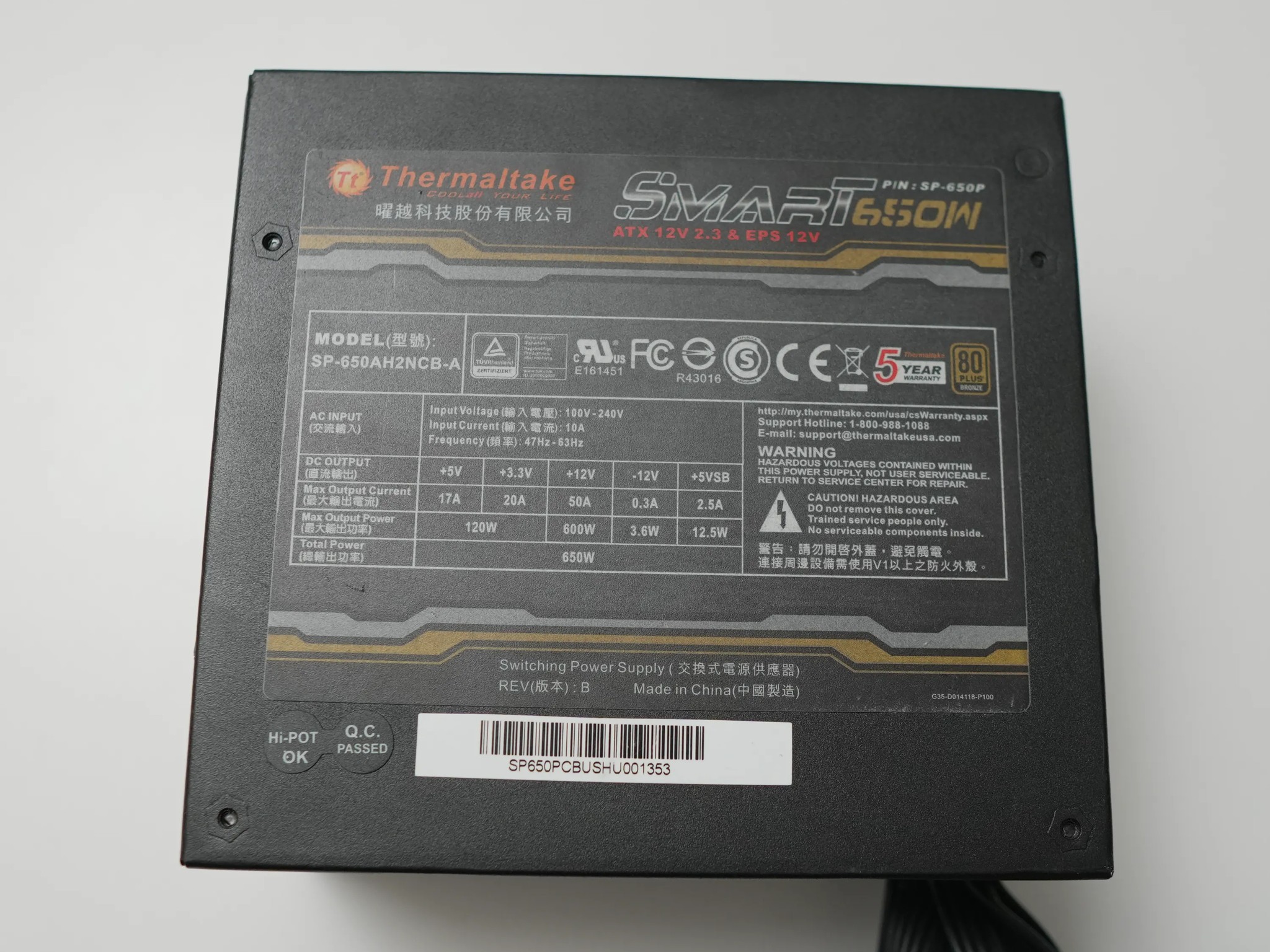 Thermaltake 650w power supply 80+ bronze
