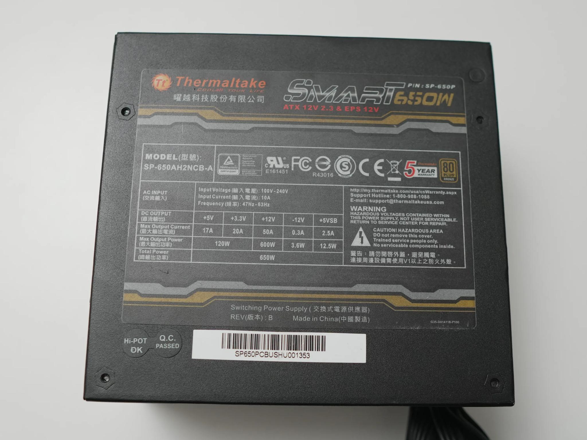 Thermaltake 650w power supply 80+ bronze