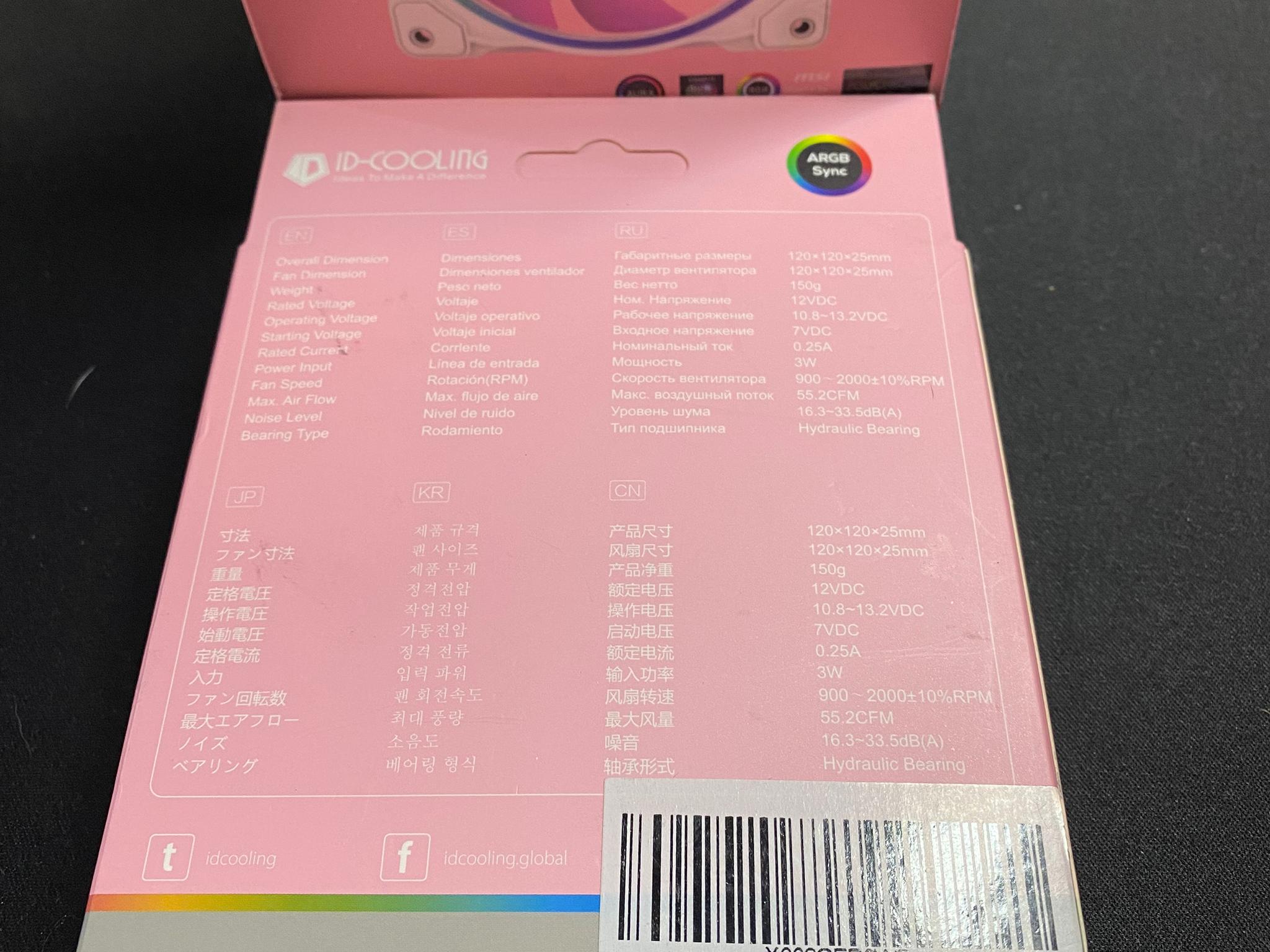 ID Cooling Pink/White ARGB 120mm Ring Fan 2x