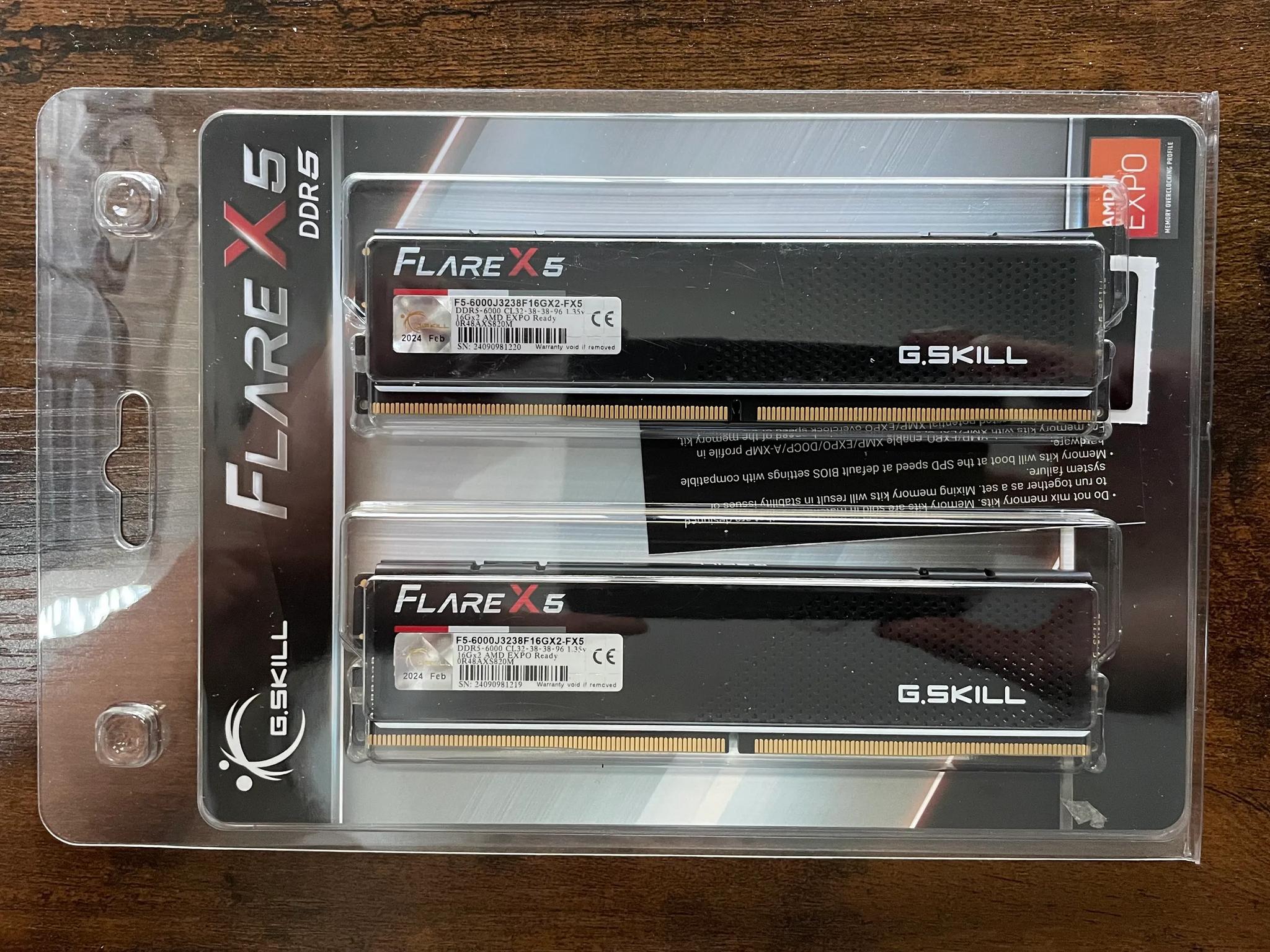 NEW G.Skill Flare X5 32GB (2x16GB) DDR5 6000MHz Dual Channel RAM Kit