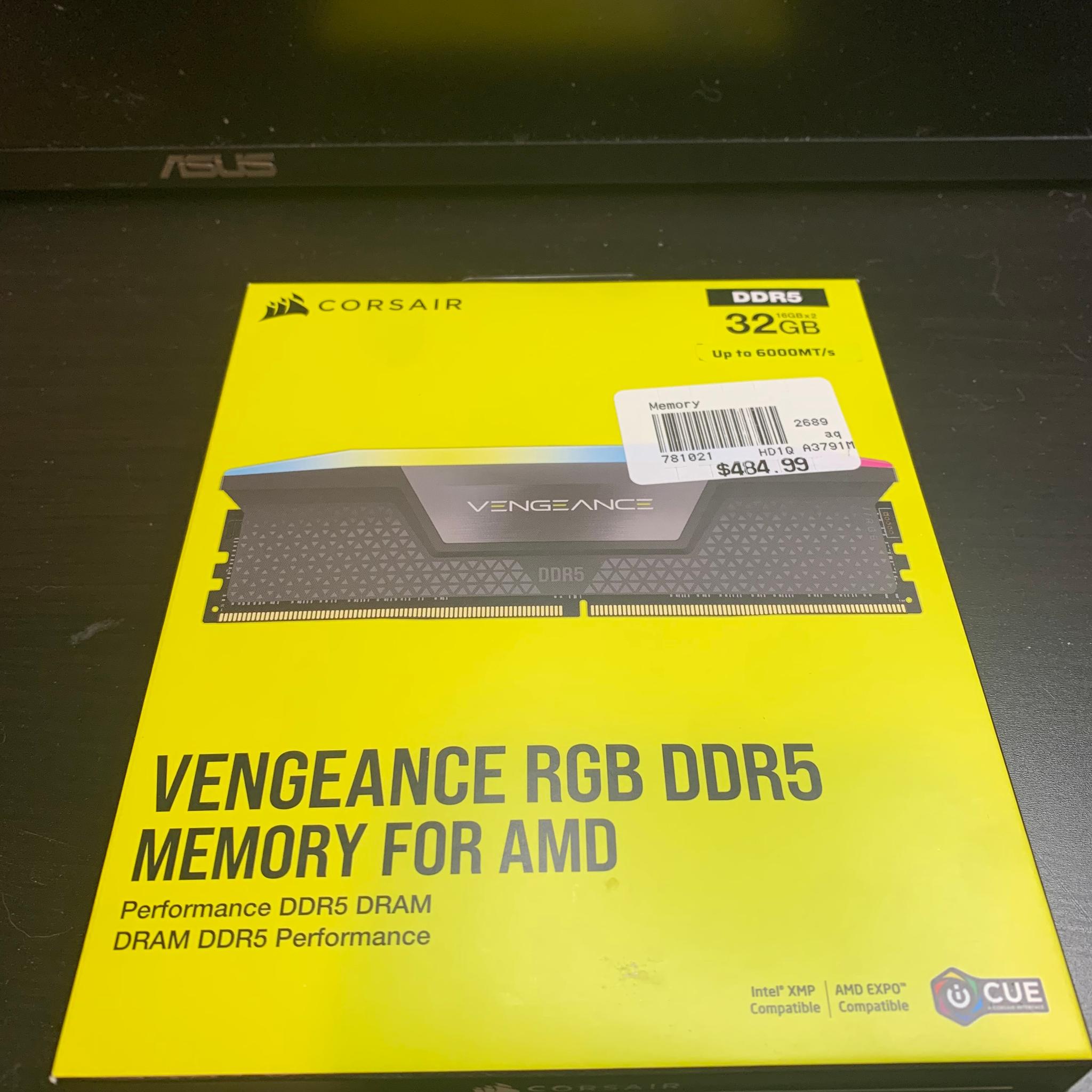 Corsair Vengeance RGB 32GB (16GB x 2) 6000MT/s DDR5 Memory