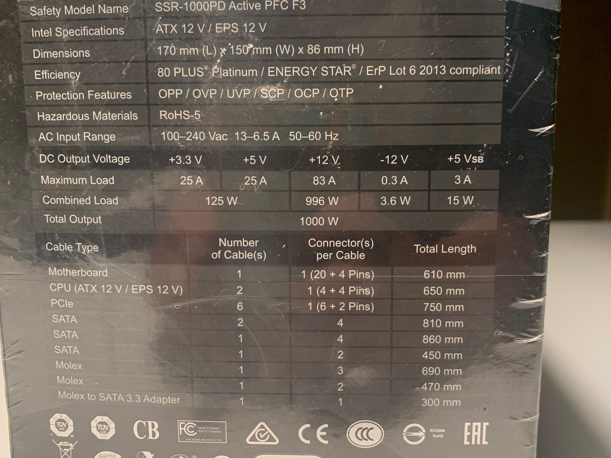 SeasSonic Prime 1000W Power Supply Platinum