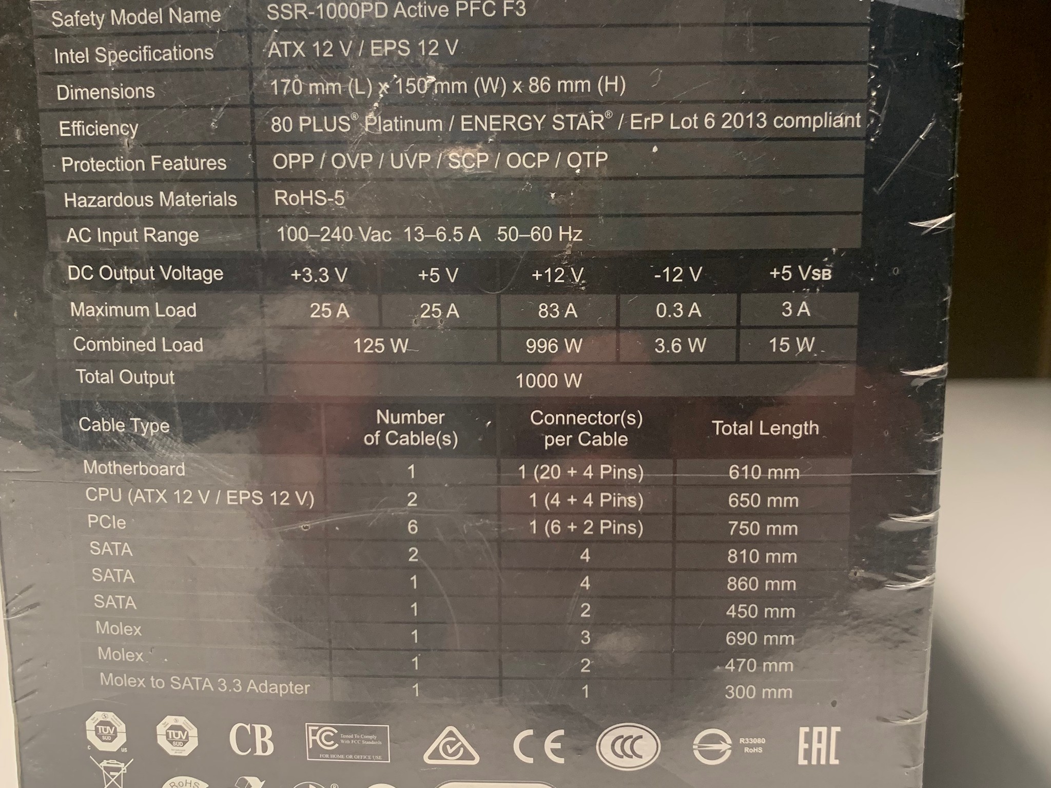 SeasSonic Prime 1000W Power Supply Platinum