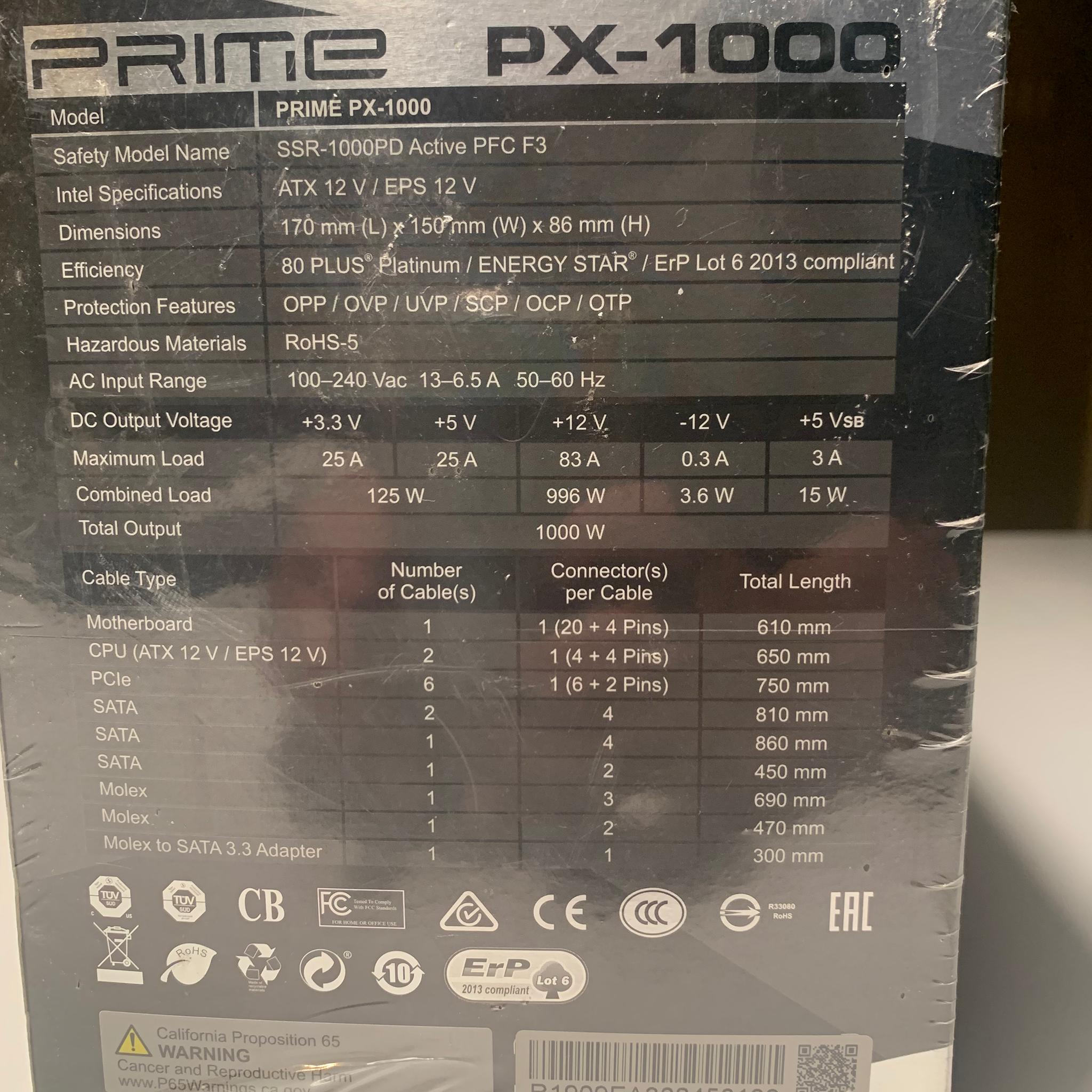 SeasSonic Prime 1000W Power Supply Platinum