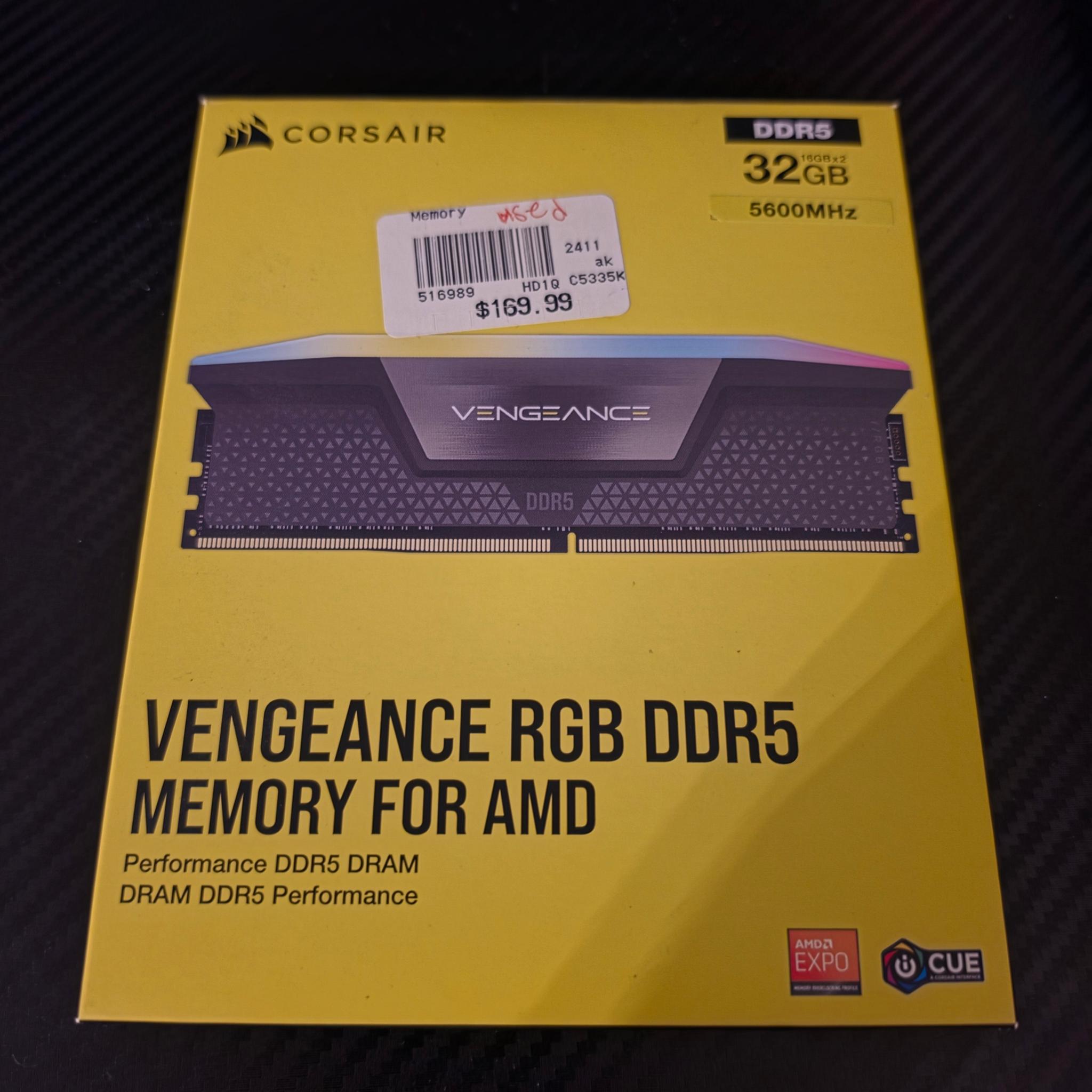 Corsair Vengeance RGB DDR5 32GB 2x16GB 5600MHz RAM Memory Used w/ Box