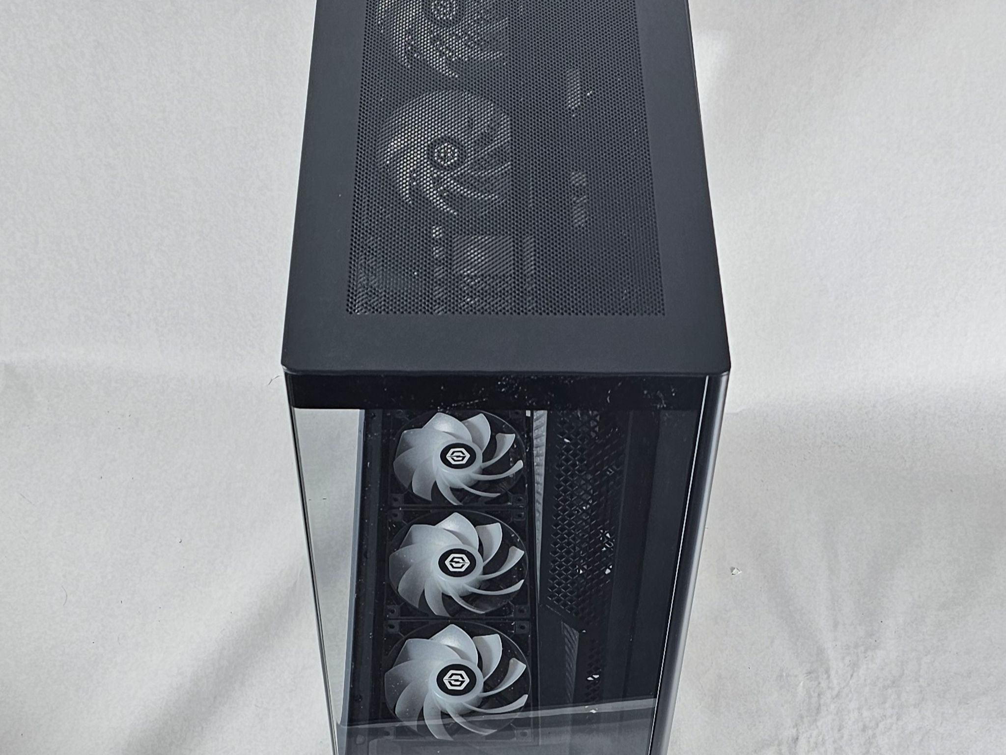 Black CyberPowerPC PC Case with Tempered Glass w/ 5 Fans