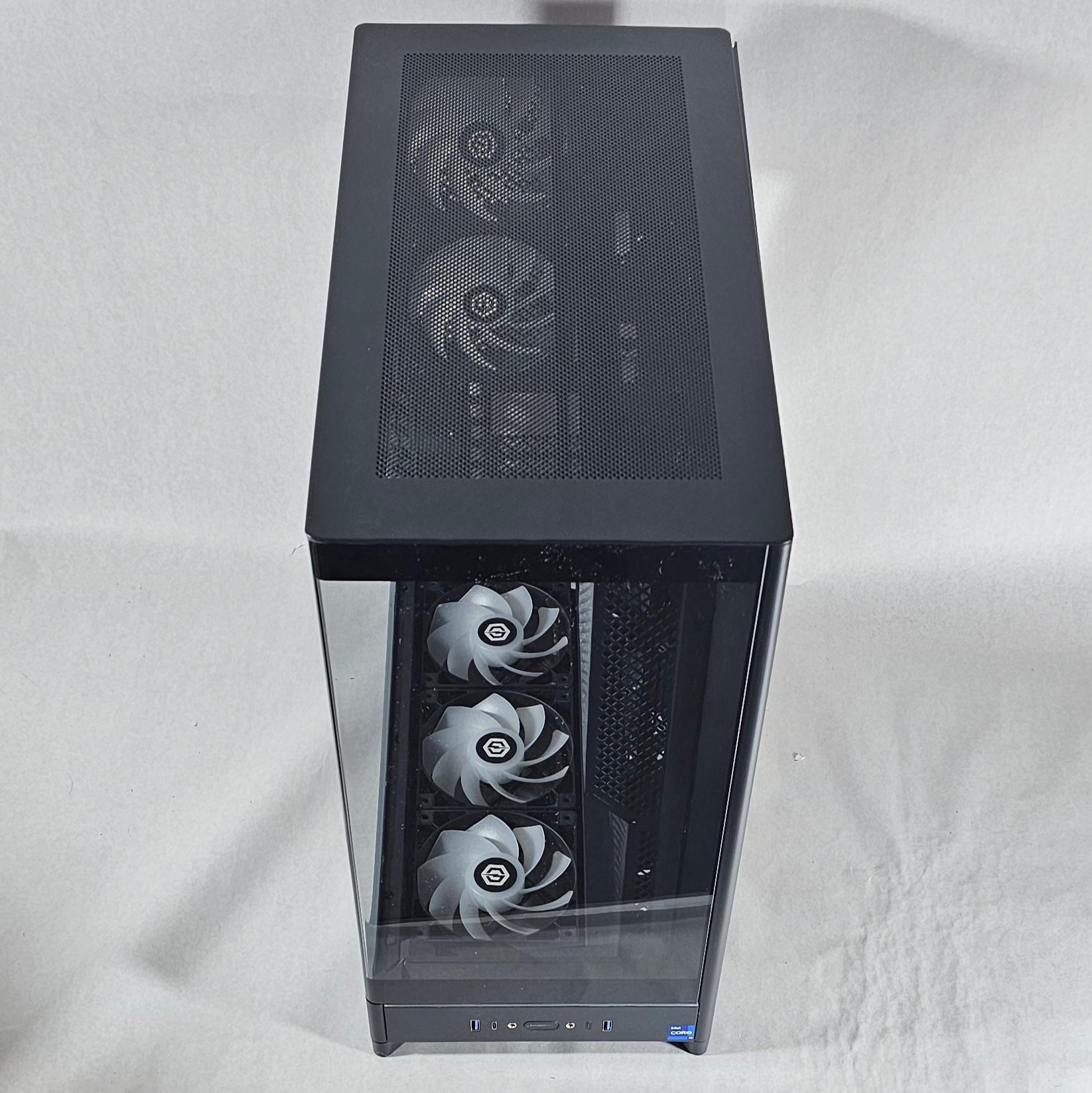 Black CyberPowerPC PC Case with Tempered Glass w/ 5 Fans
