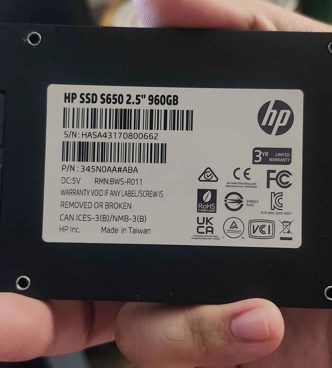 HP ssd s650 2.5" 960gb