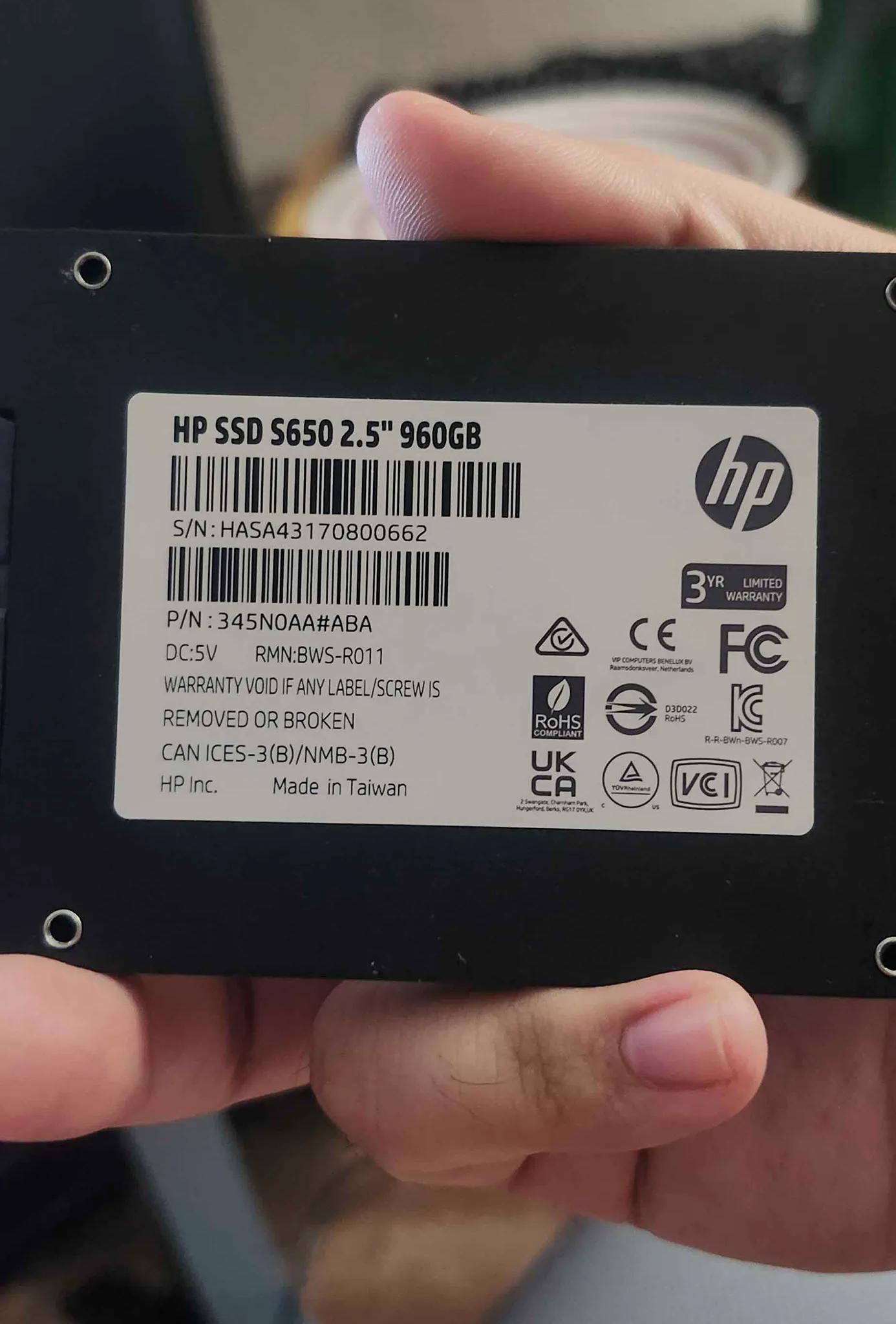 HP ssd s650 2.5" 960gb
