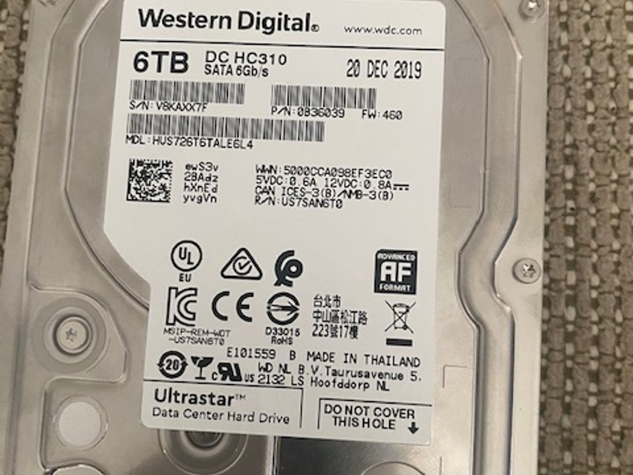 Western Digital 6TB Ultrastar DC HC310
