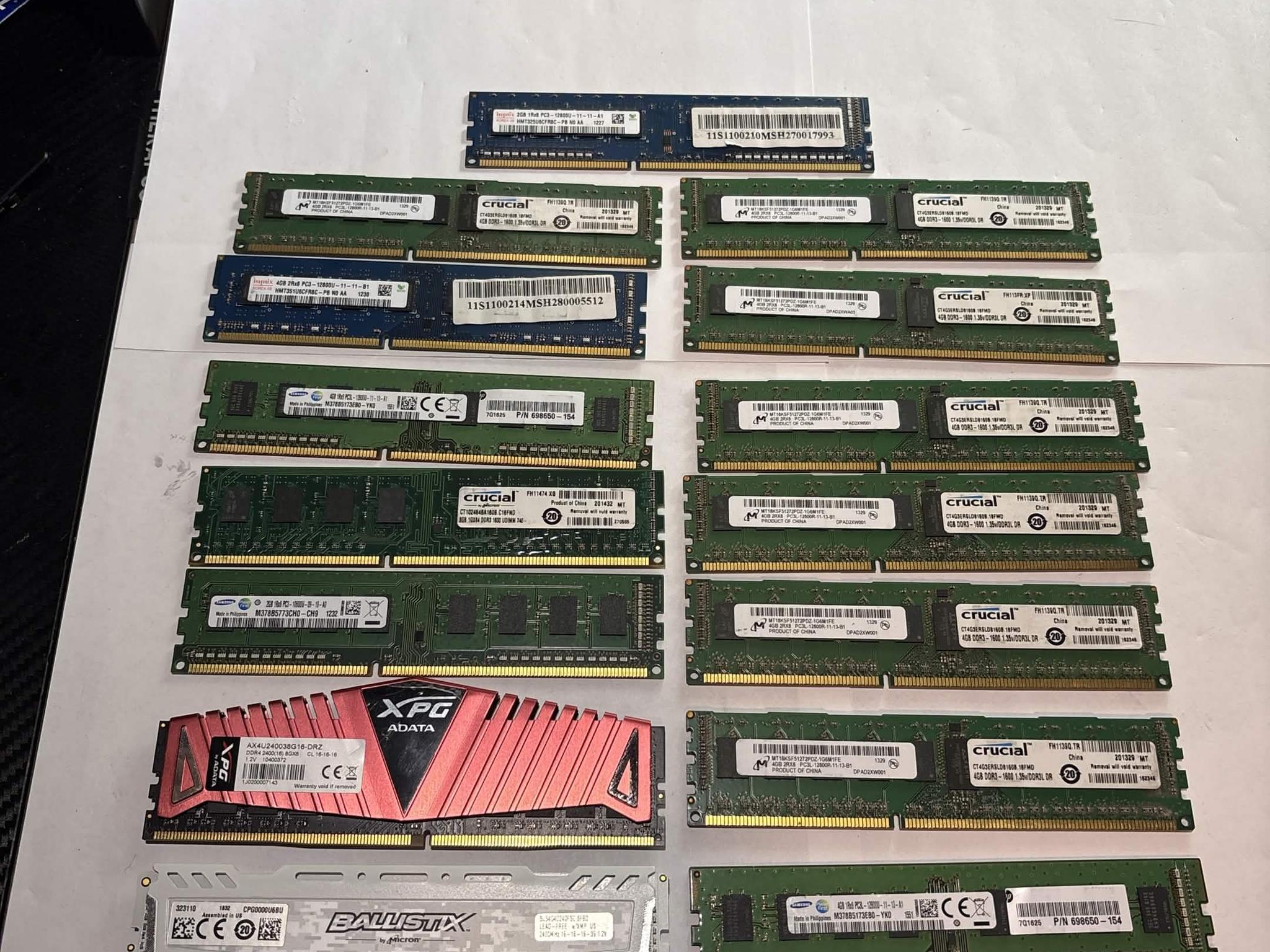 Mixed DDR3 DDR4 RAM Lot Crucial Ballistix XPG Tested Working Bundle (NM)