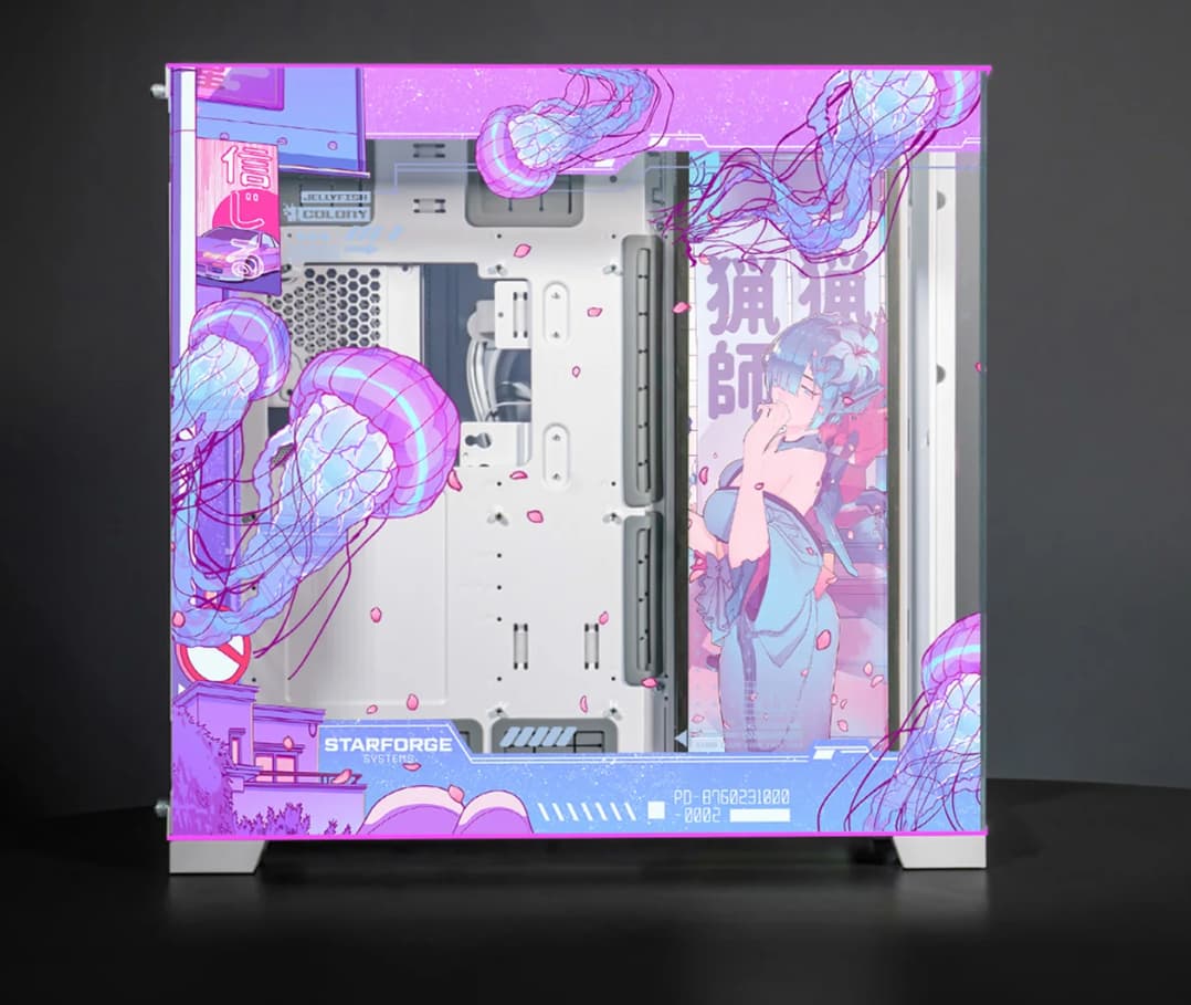 Jellyfish Crossing Lian Li O11D Evo RGB Pink Purple Anime Computer Case